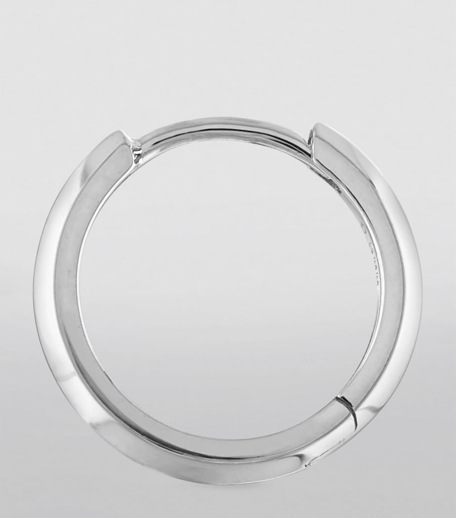Faceted Metal Vertex Single Hoop Earring (9.5mm) WHITE GOLD Image 3