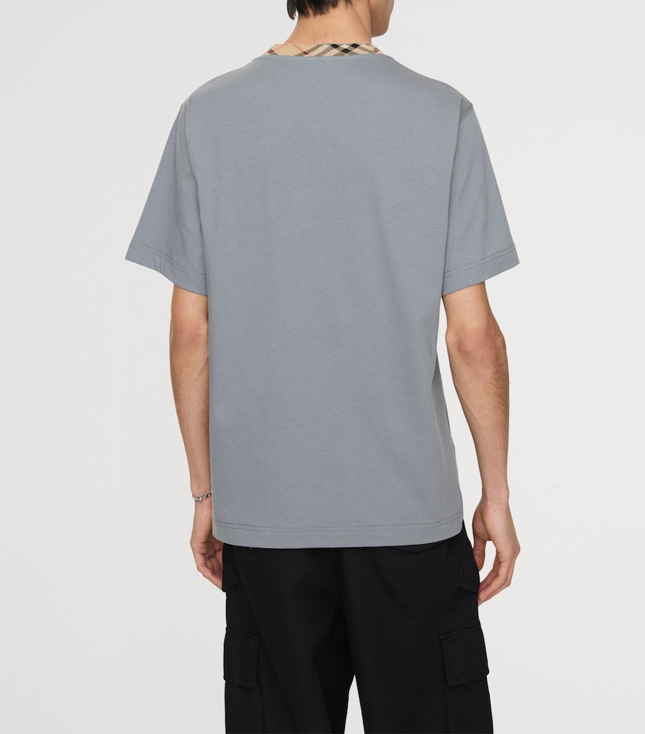 Burberry Mens Check-Trim T-Shirt Forecast Grey Image 3