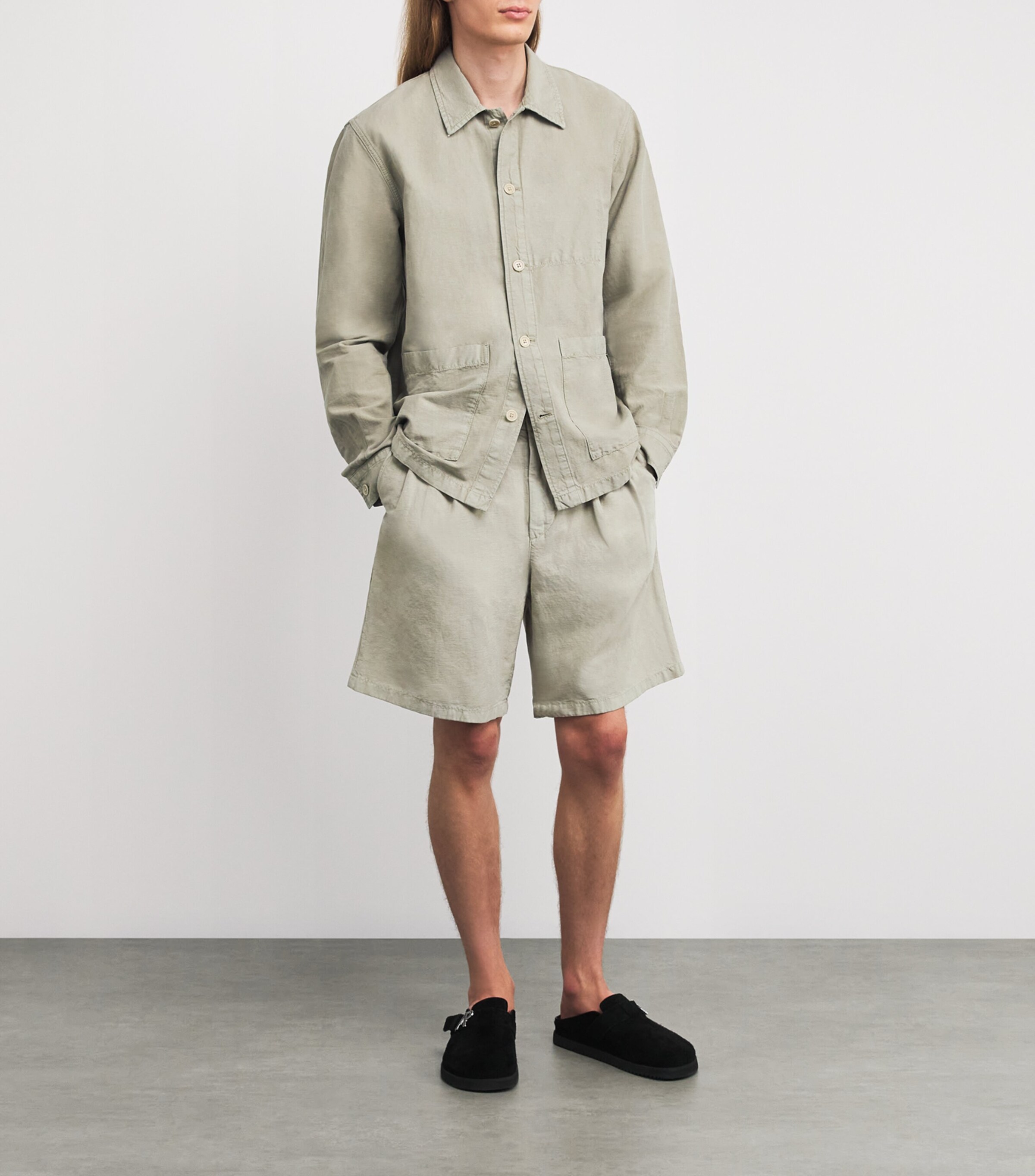 Norse Projects Mens Cotton-Linen Julian Overshirt Clay Image 2