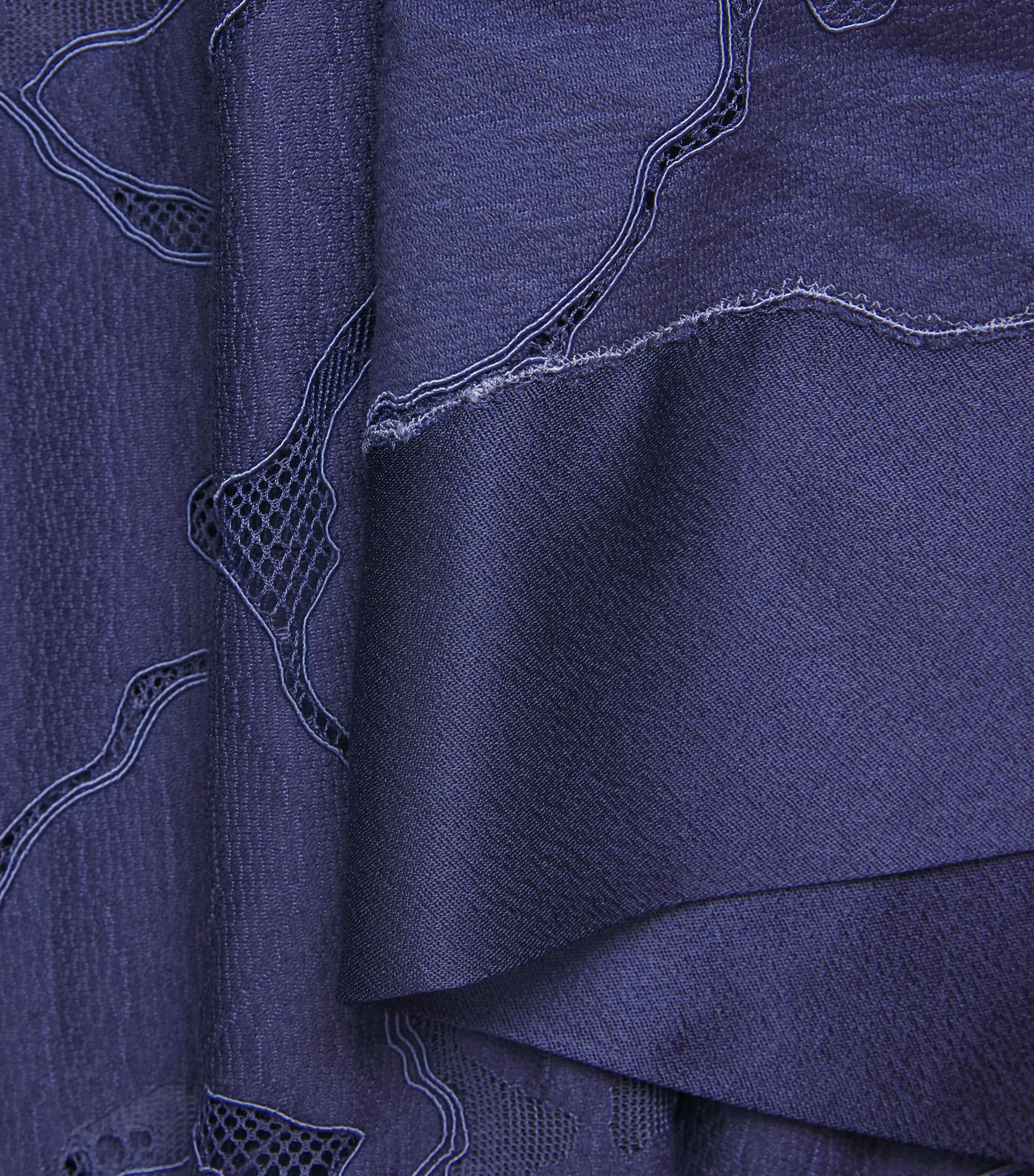 Bocan Womens Satin Lace-Trim Clematis Robe Navy Blue Image 5