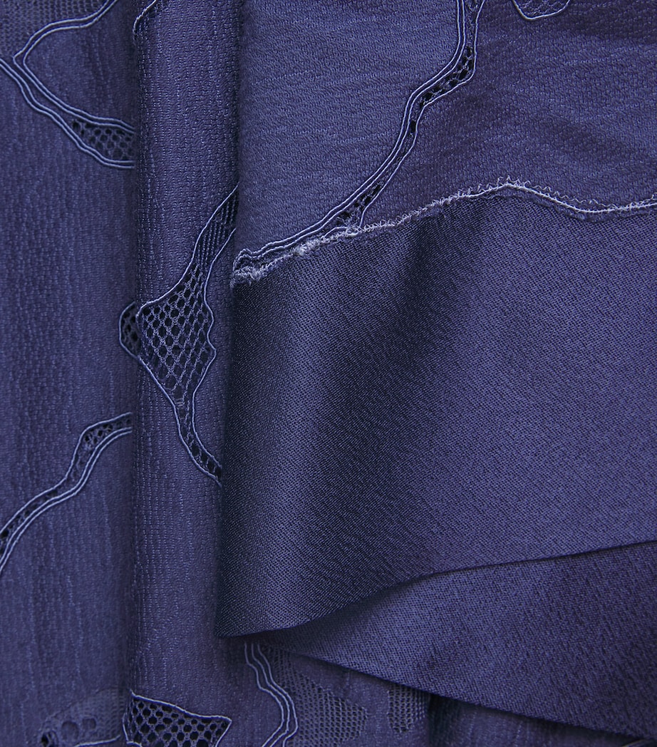 Bocan Womens Satin Lace-Trim Clematis Robe Navy Blue Image 5