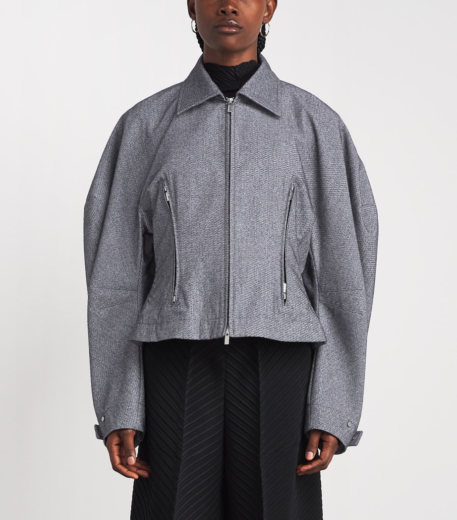 Issey Miyake Womens Textured Reflection Jacket Grey Image 4