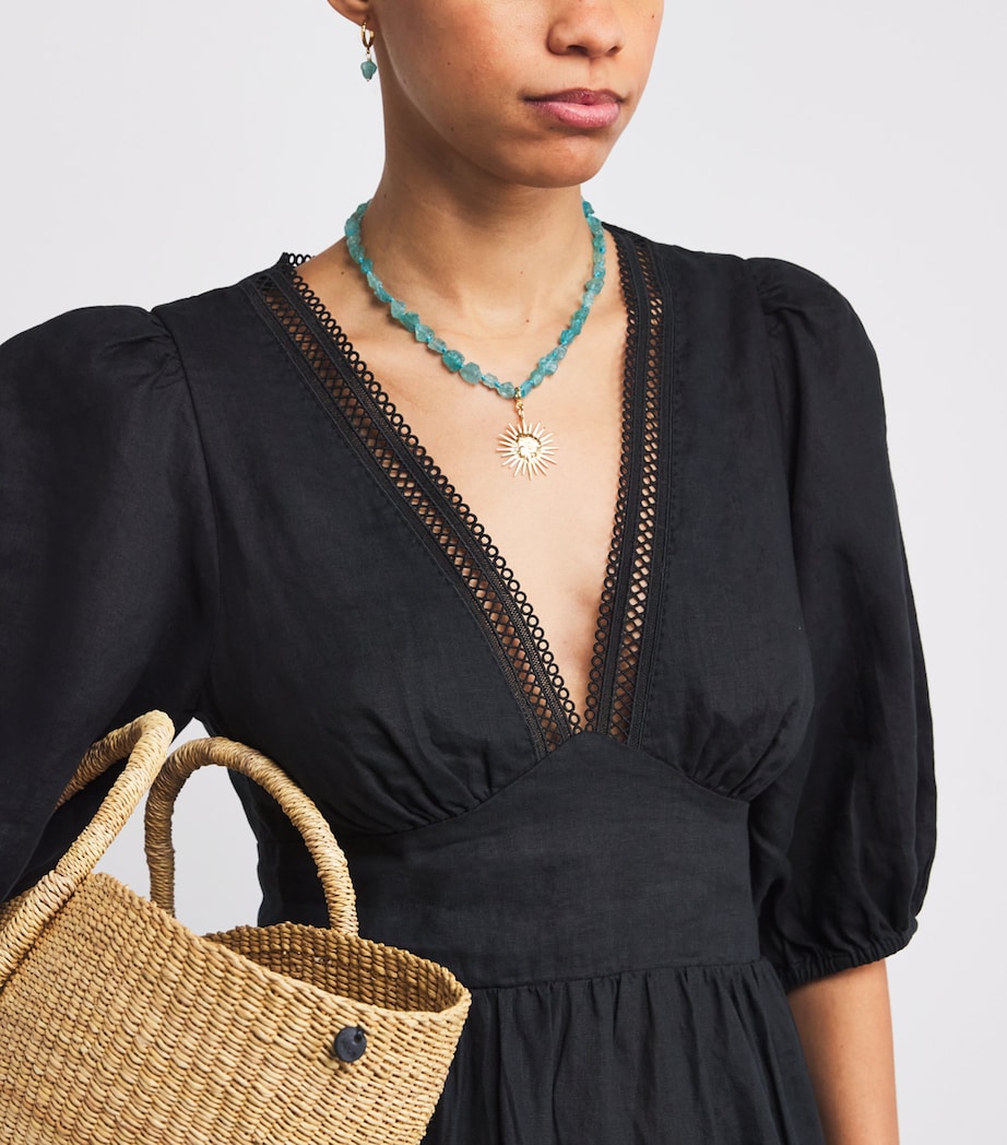 Linen Lace-Trim Meteora Midi Skirt BLK-BLK/LINEN Image 4