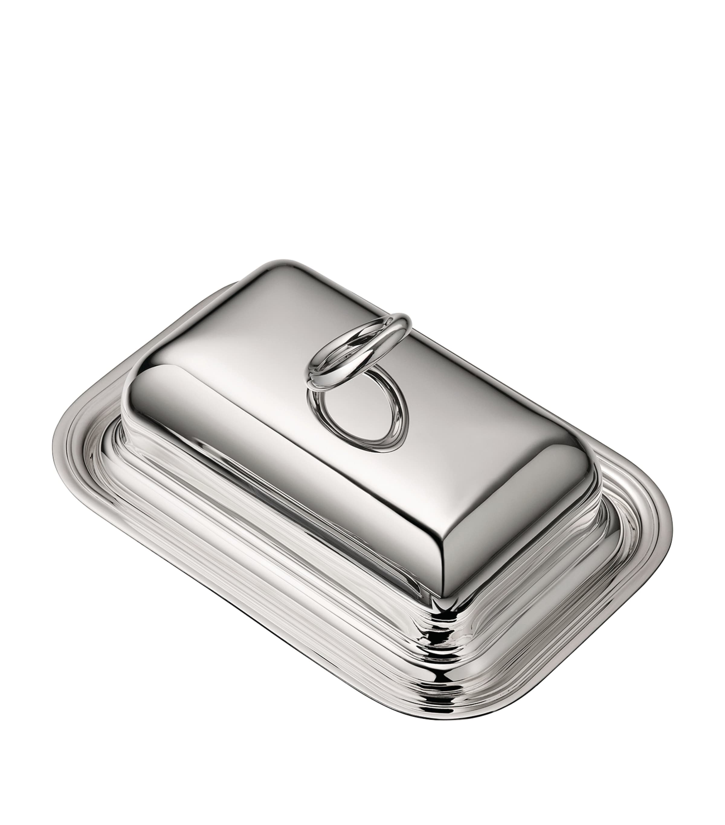 Christofle Silver-Plated Glass Vertigo Butter Dish (17cm x 12cm) Silver Image 1