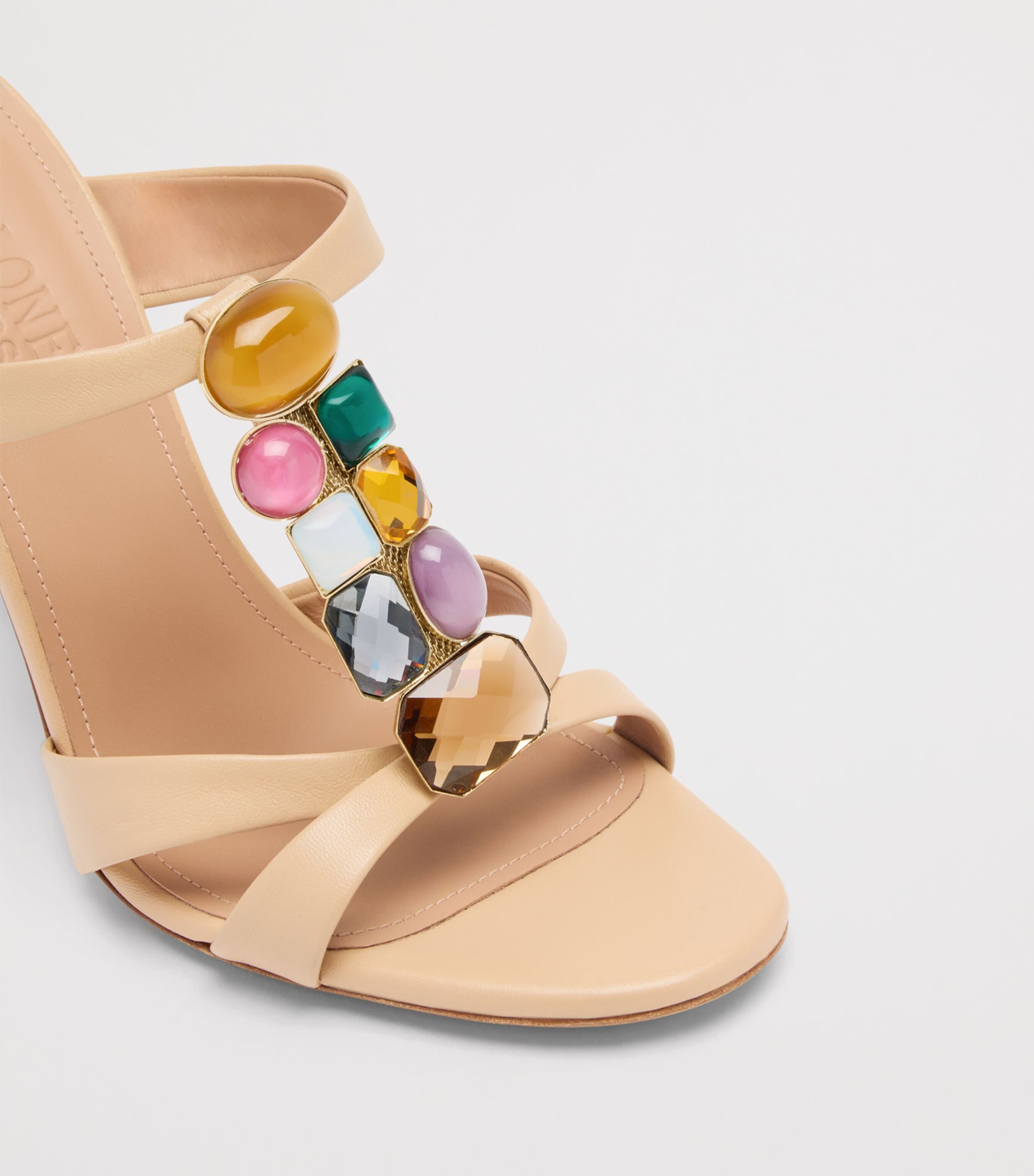 Malone Souliers Leather Jewel-Embellished Simi Heeled Sandals 100 Buff Image 5