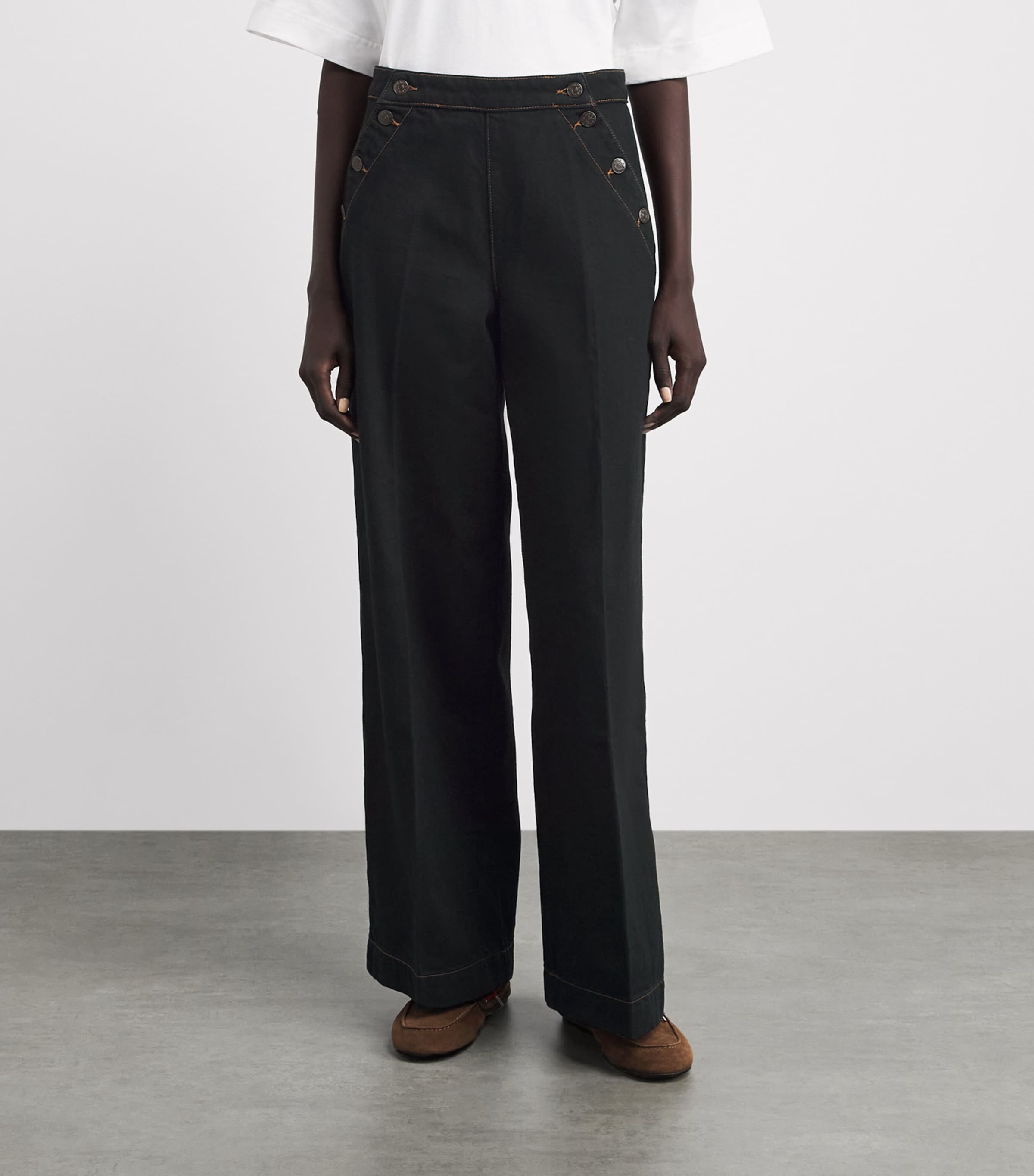 Claudie Pierlot Womens Sailor Wide-Leg Jeans Black Image 4