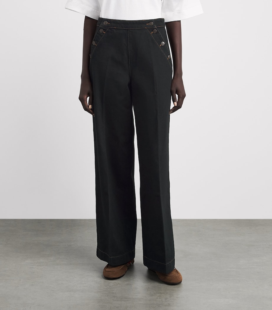 Claudie Pierlot Womens Sailor Wide-Leg Jeans Black Image 4