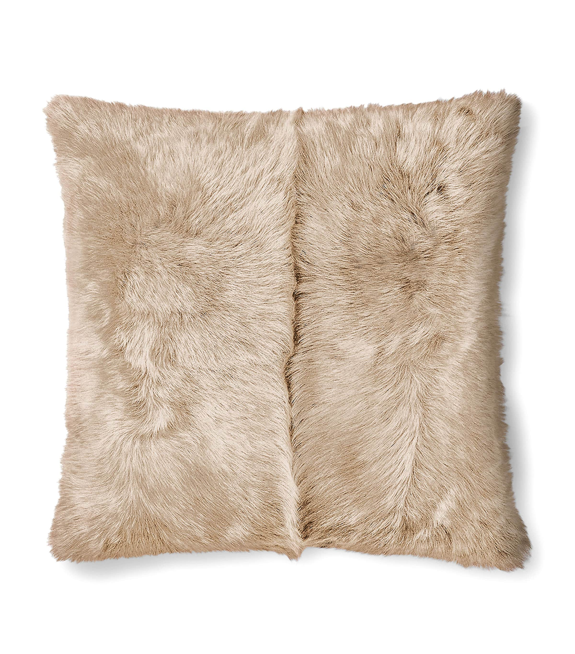 Ralph Lauren Shearling Brighton Throw Cushion In Ivory