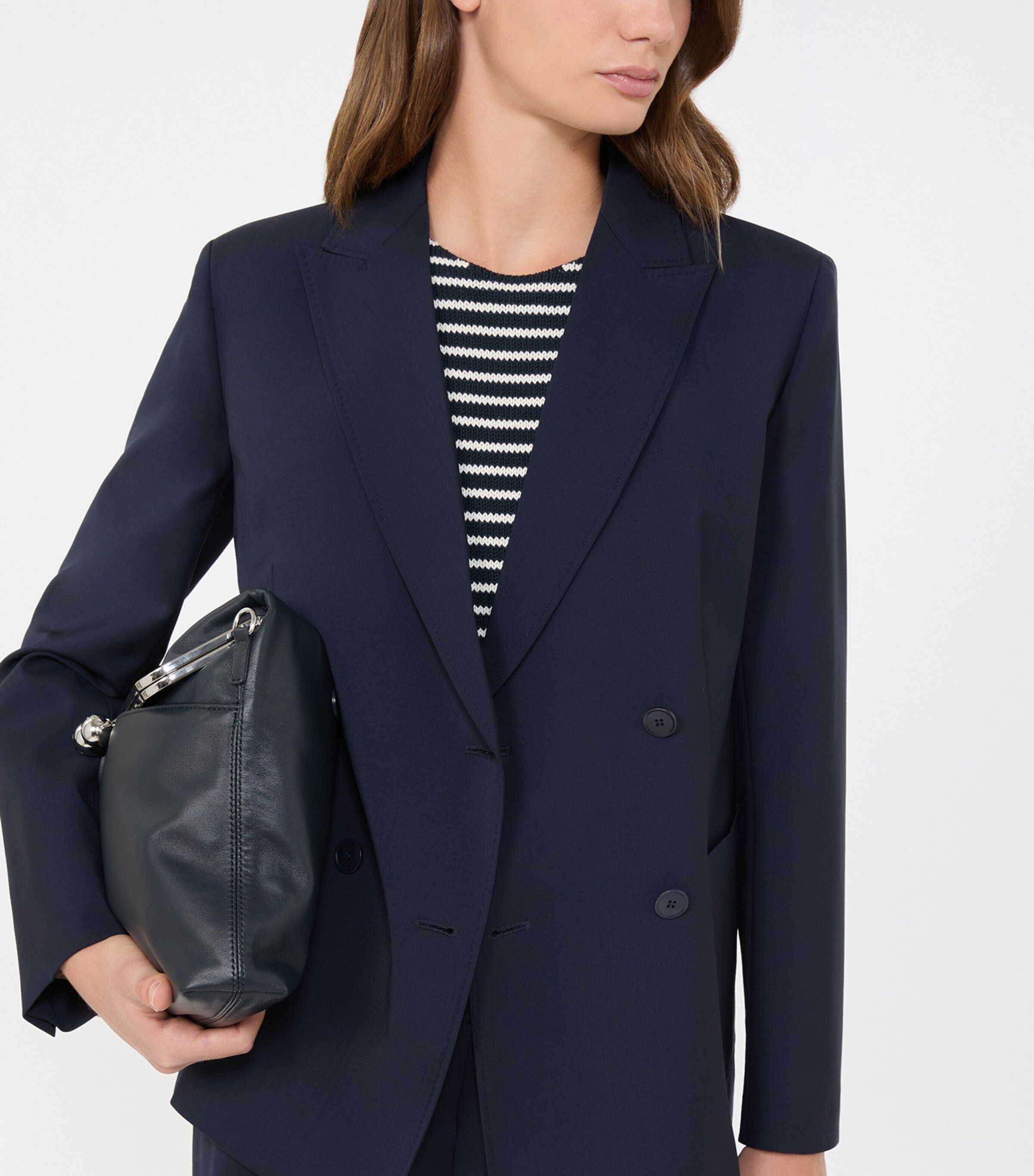 Weekend Max Mara Womens Virgin Wool Double-Breasted Blazer Navy Image 5