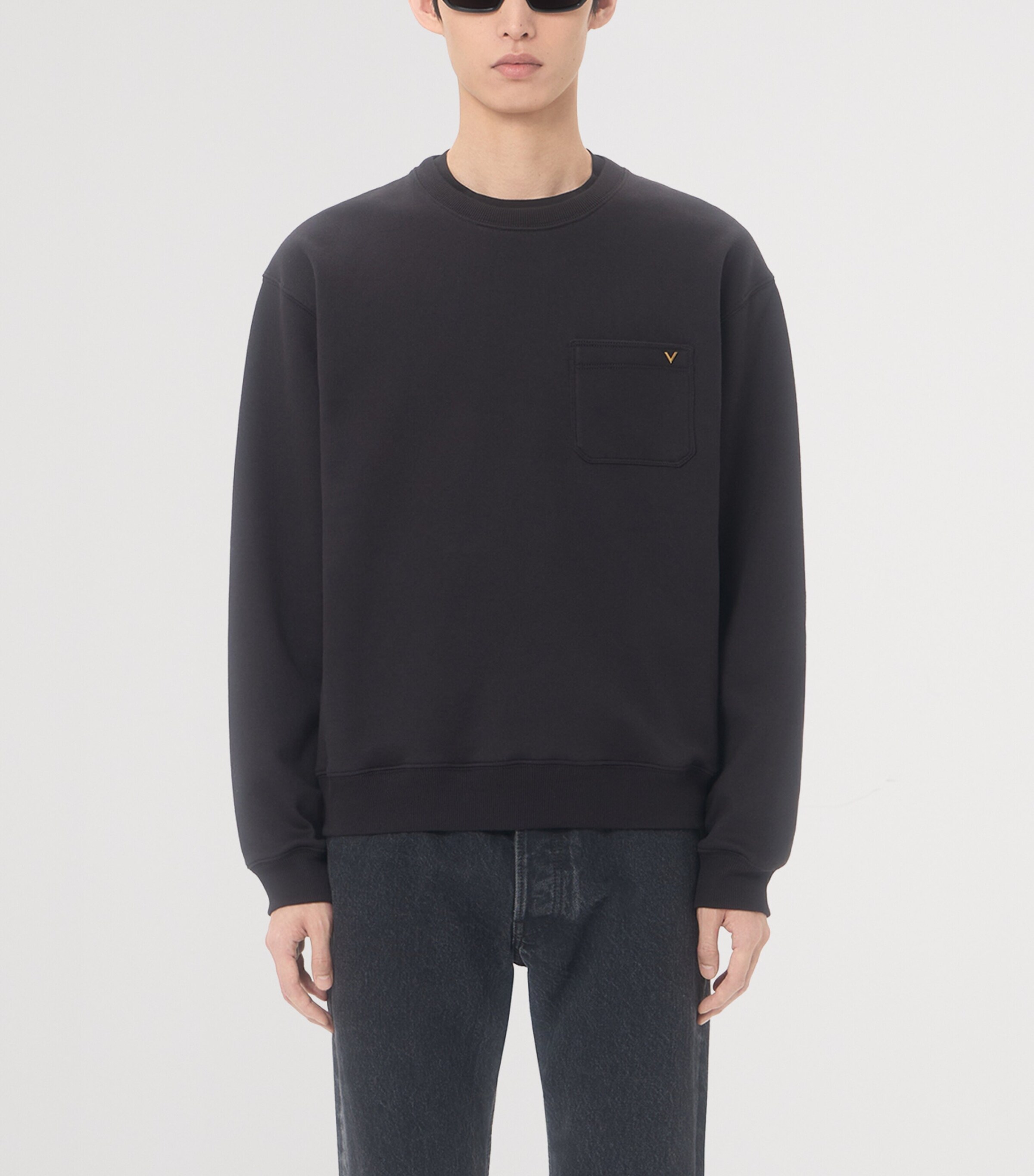 Valentino Garavani Mens Cotton-Blend V-Gold Sweatshirt Image 2