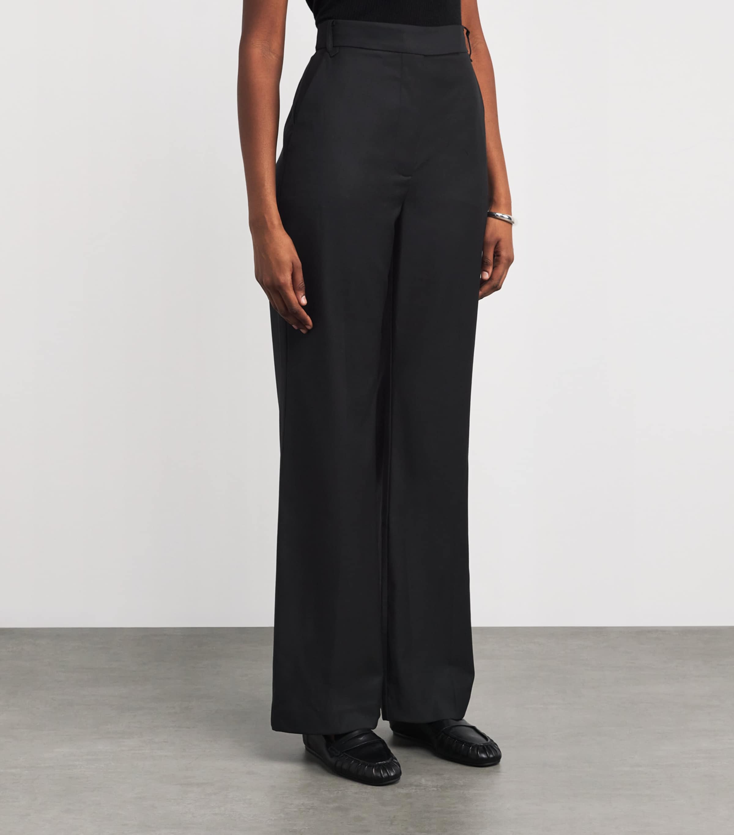 Wool-Blend Edie Flare Trousers BLACK DBLK Image 3