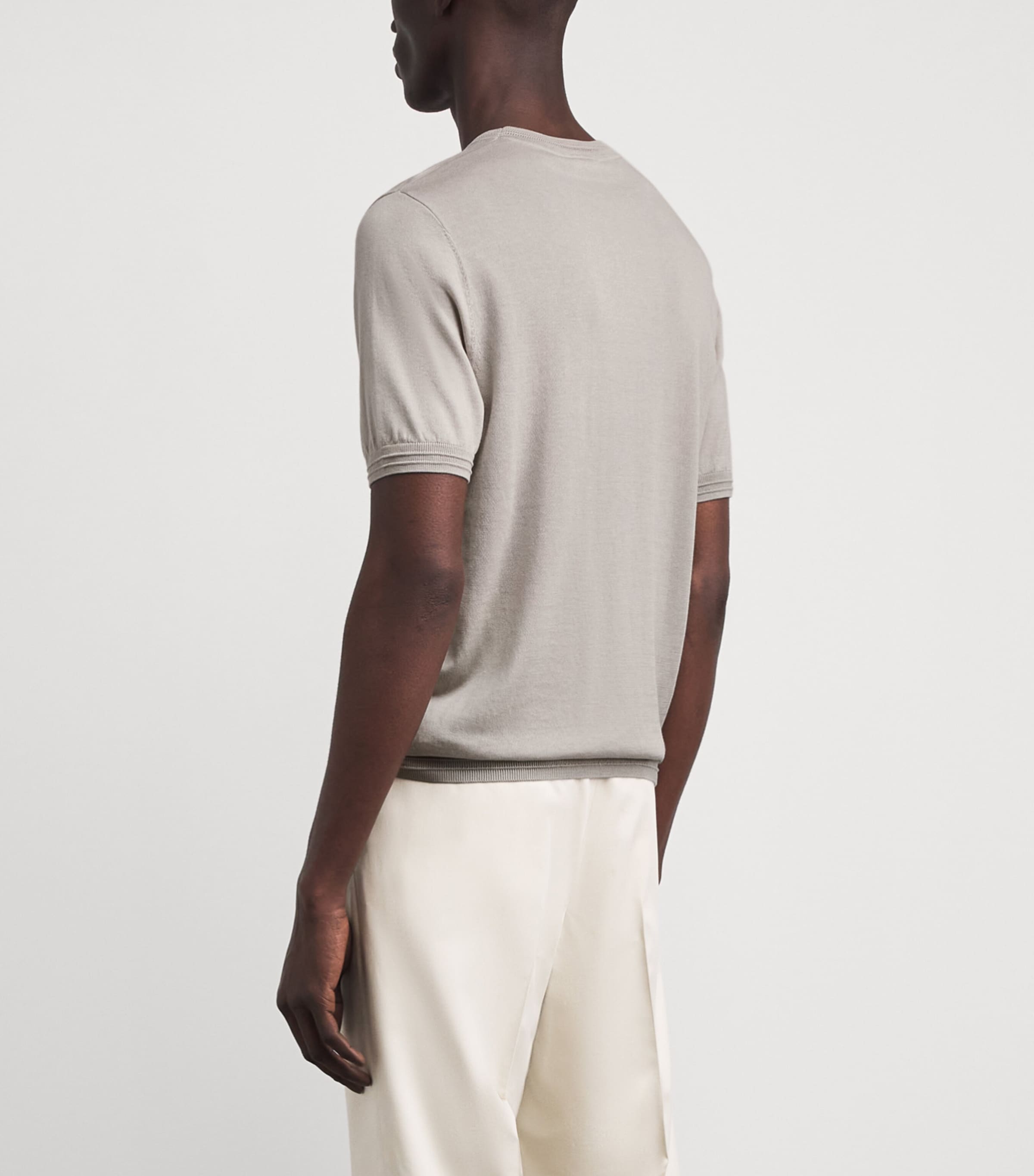 Pal Zileri Mens Knitted T-Shirt Light Grey Image 5