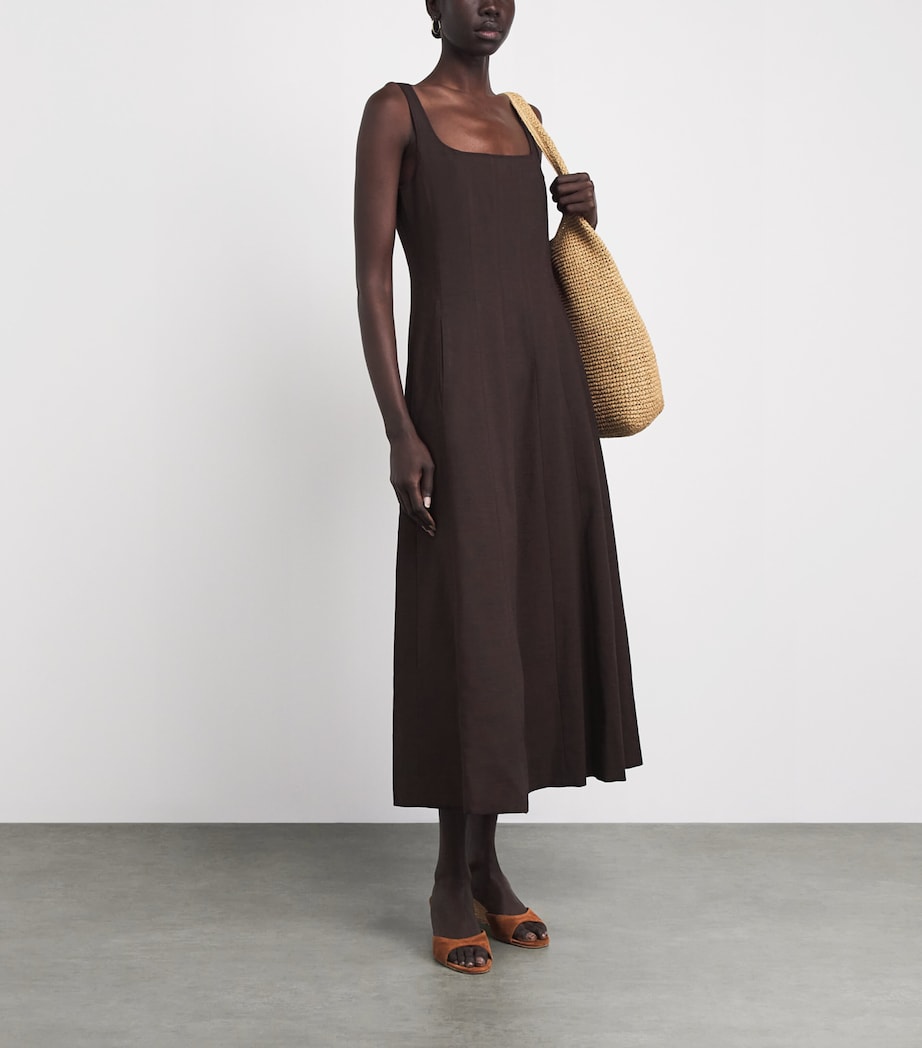 ME+EM Womens Contour Seamed Midi Dress Cocoa Brown Image 2