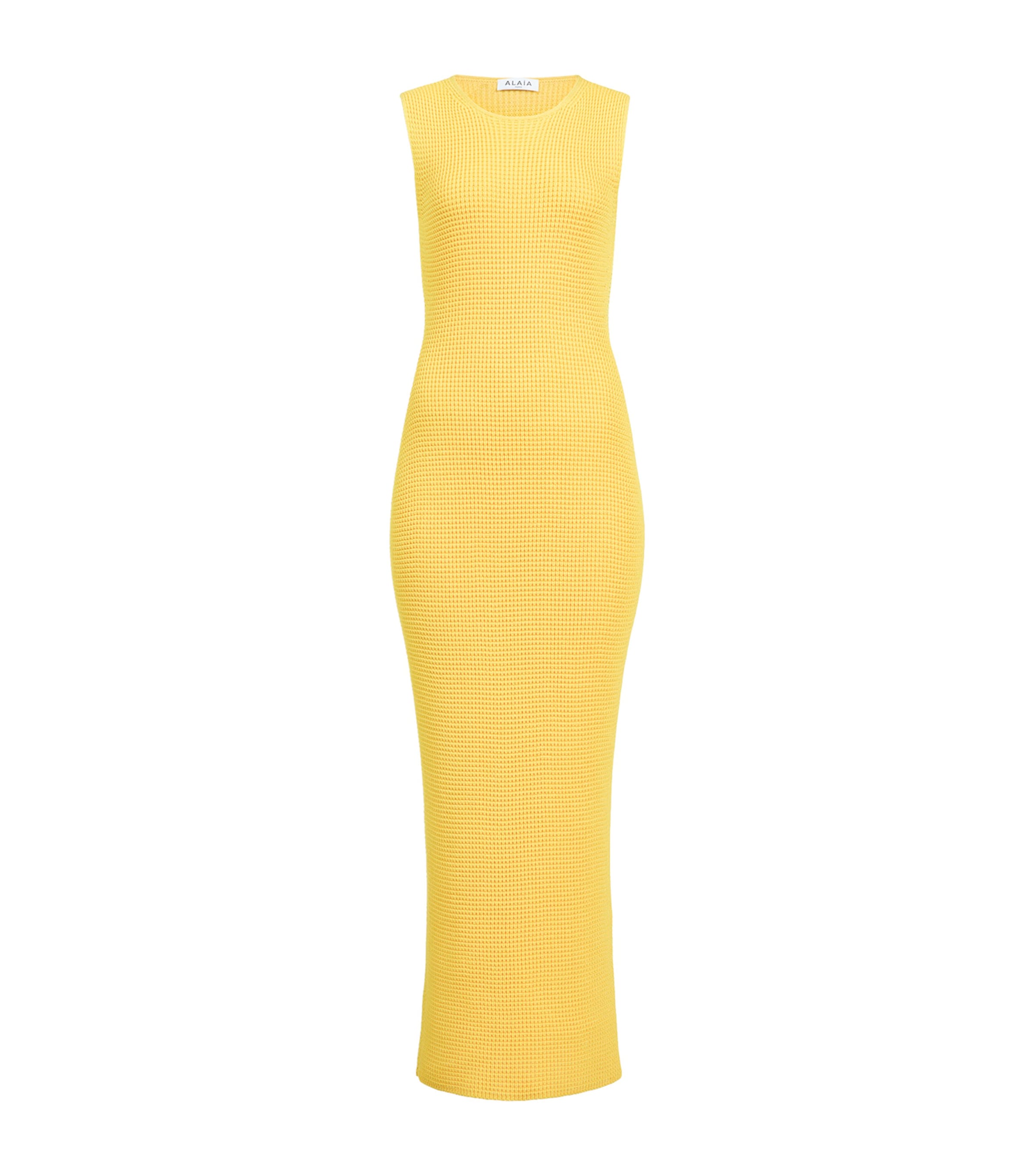 Alaïa Womens Silk Waffle Godet Midi Dress Beige Jewelry Image 1