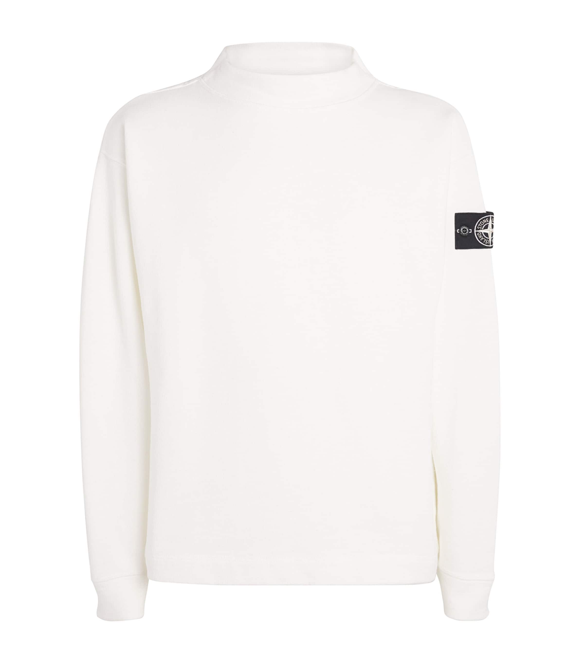 Stone Island Organic Cotton High-neck Sweatshirt In Neutral