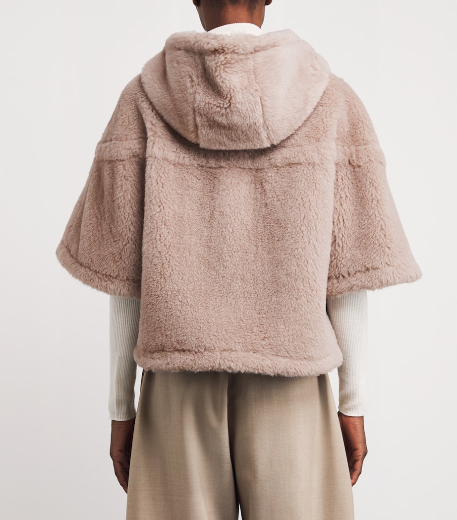 Alpaca-Wool-Silk Cape Poncho BEIGE Image 4