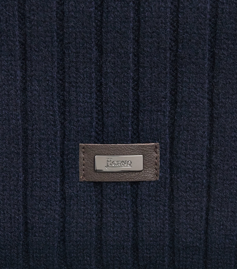 Herno Cashmere Rib-Knit Scarf Blu Scuro Image 4