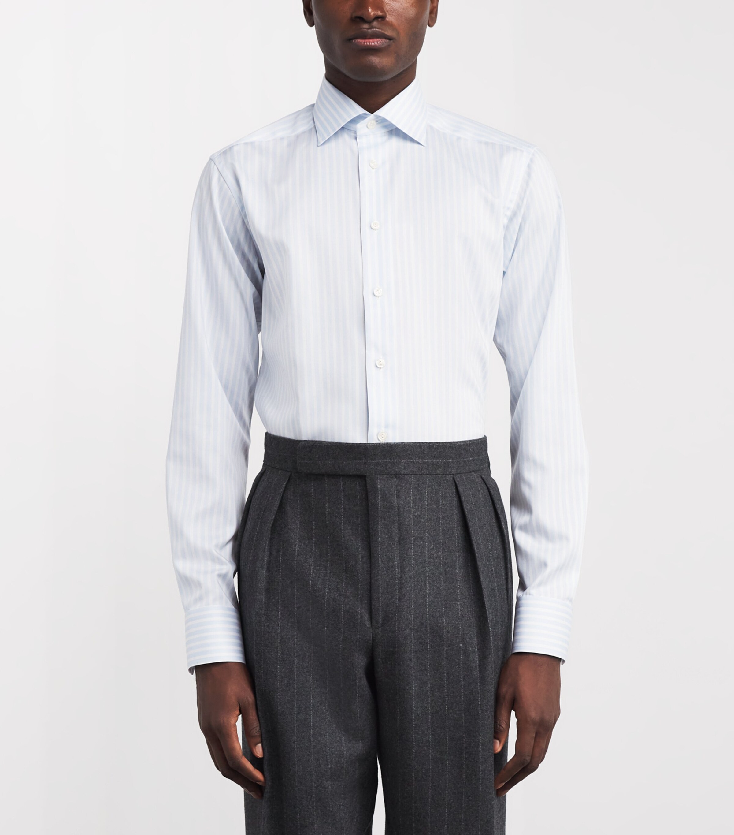 Cotton Twill Stripe Slim Shirt 22LIGHT BLUE Image 3