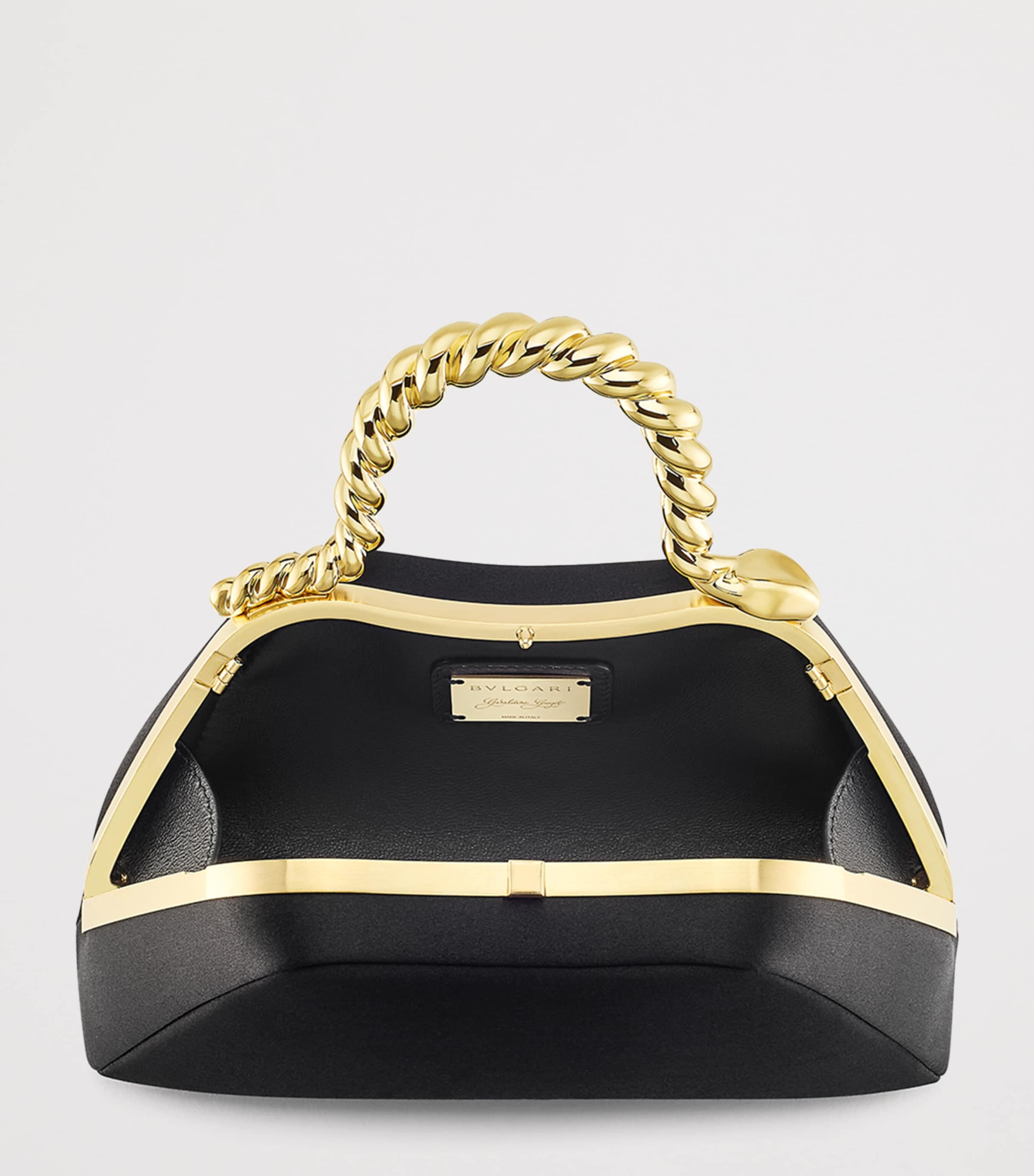 x Geraldine Guyot Mini Satin Serpentine Top-Handle Bag BLACK Image 3