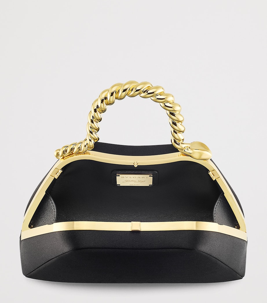 x Geraldine Guyot Mini Satin Serpentine Top-Handle Bag BLACK Image 3