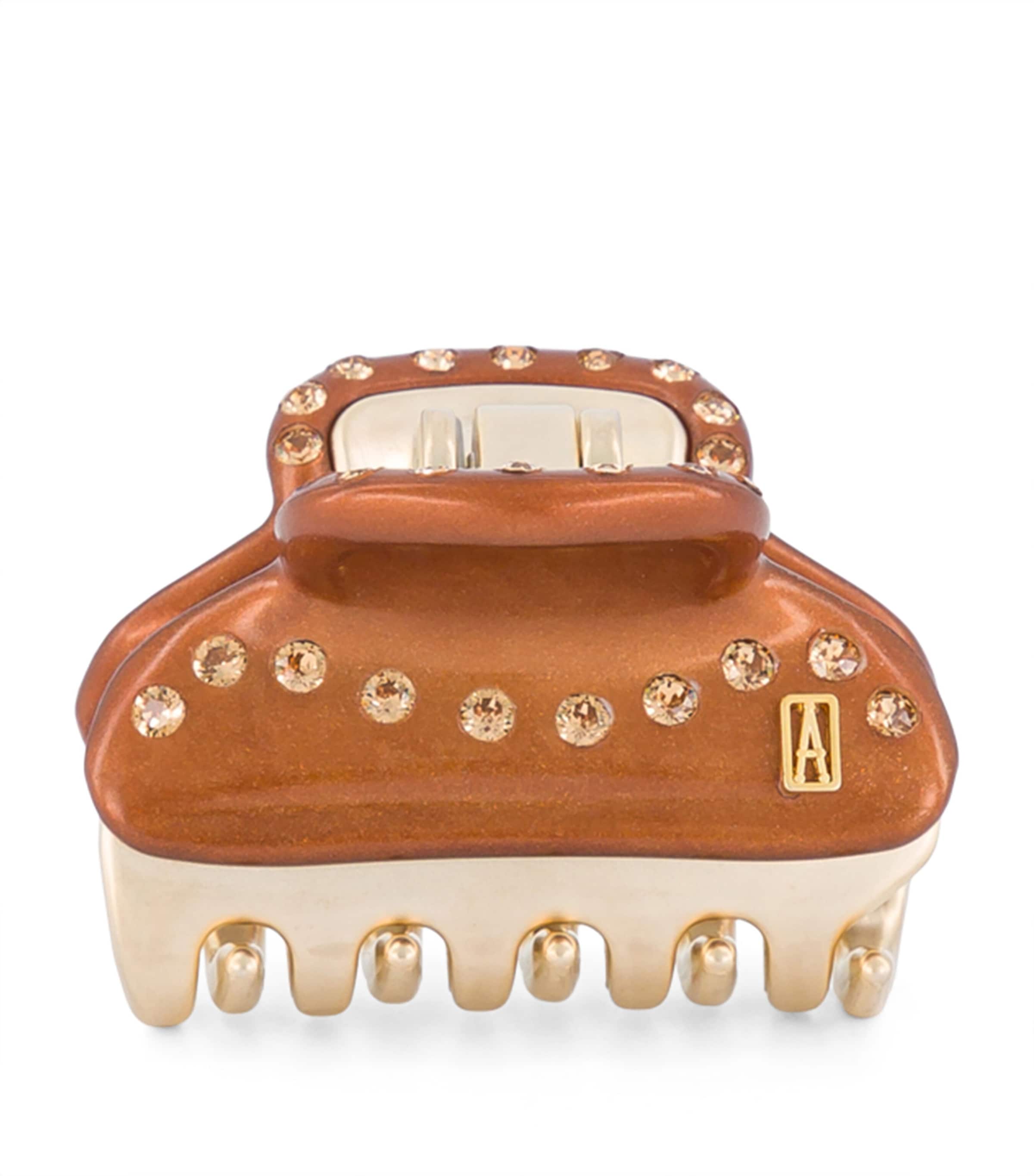 Alexandre de Paris Gold-Plated Crystal-Embellished Claw Hair Clip Pail Brun/or Image 1