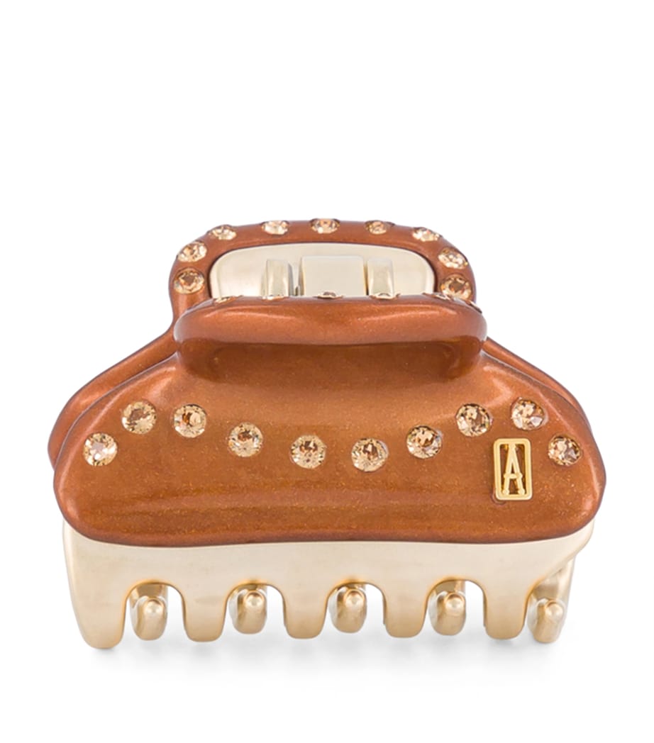 Alexandre de Paris Gold-Plated Crystal-Embellished Claw Hair Clip Pail Brun/or Image 1