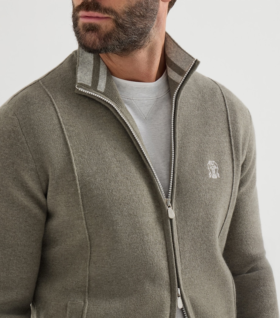 Brunello Cucinelli Mens Cashmere-Blend Zip-Up Cardigan Image 6