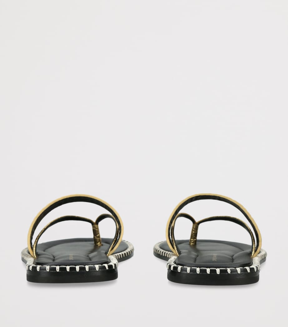 DRIES VAN NOTEN Calfskin Contrast Sandals Gold Image 2