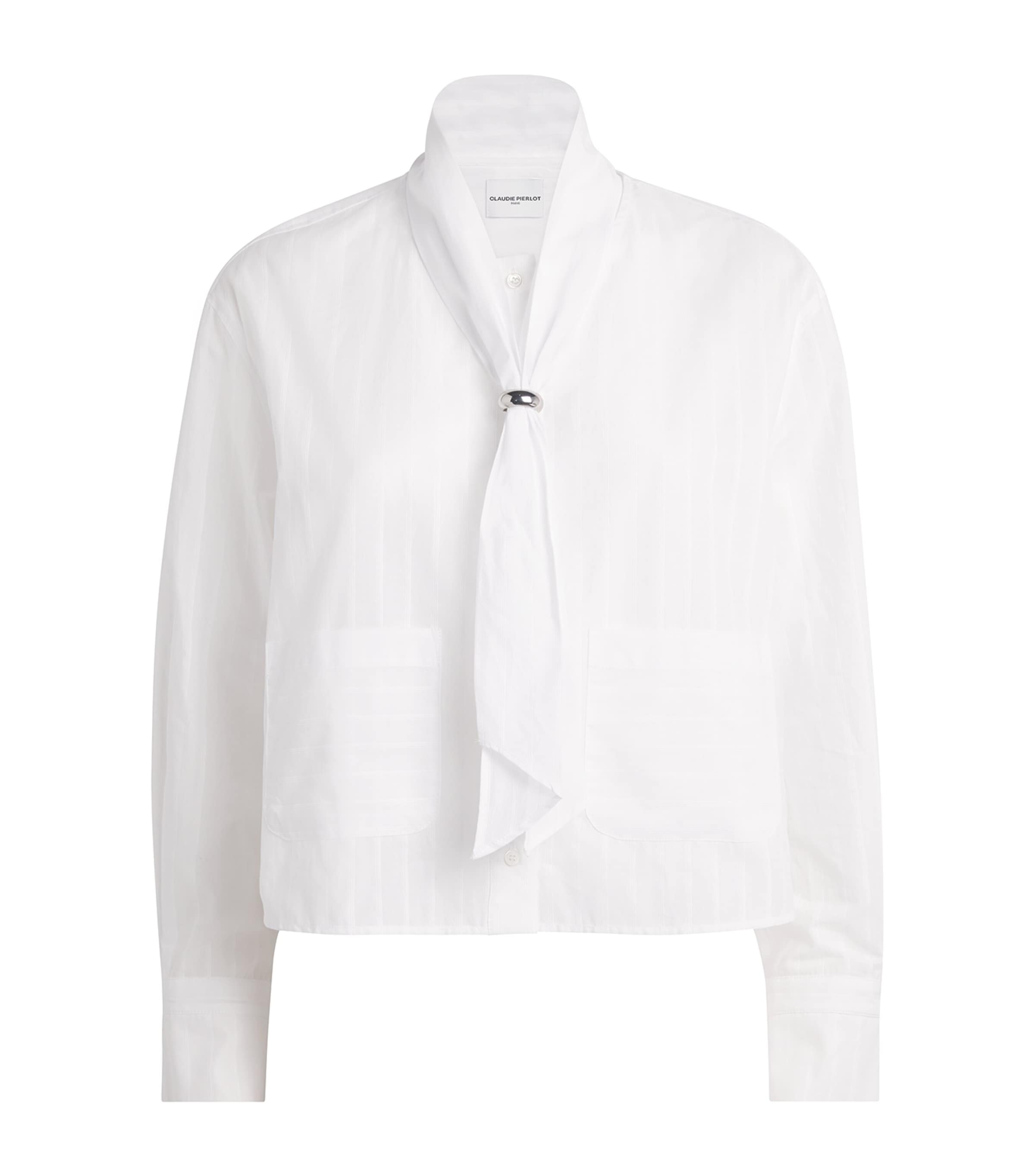 Cotton Stripe Shirt WHITE Image 1