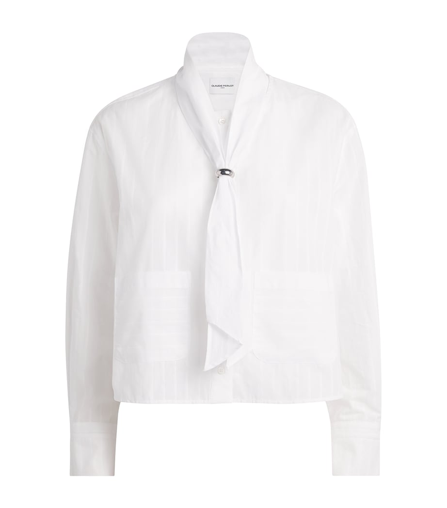 Cotton Stripe Shirt WHITE Image 1