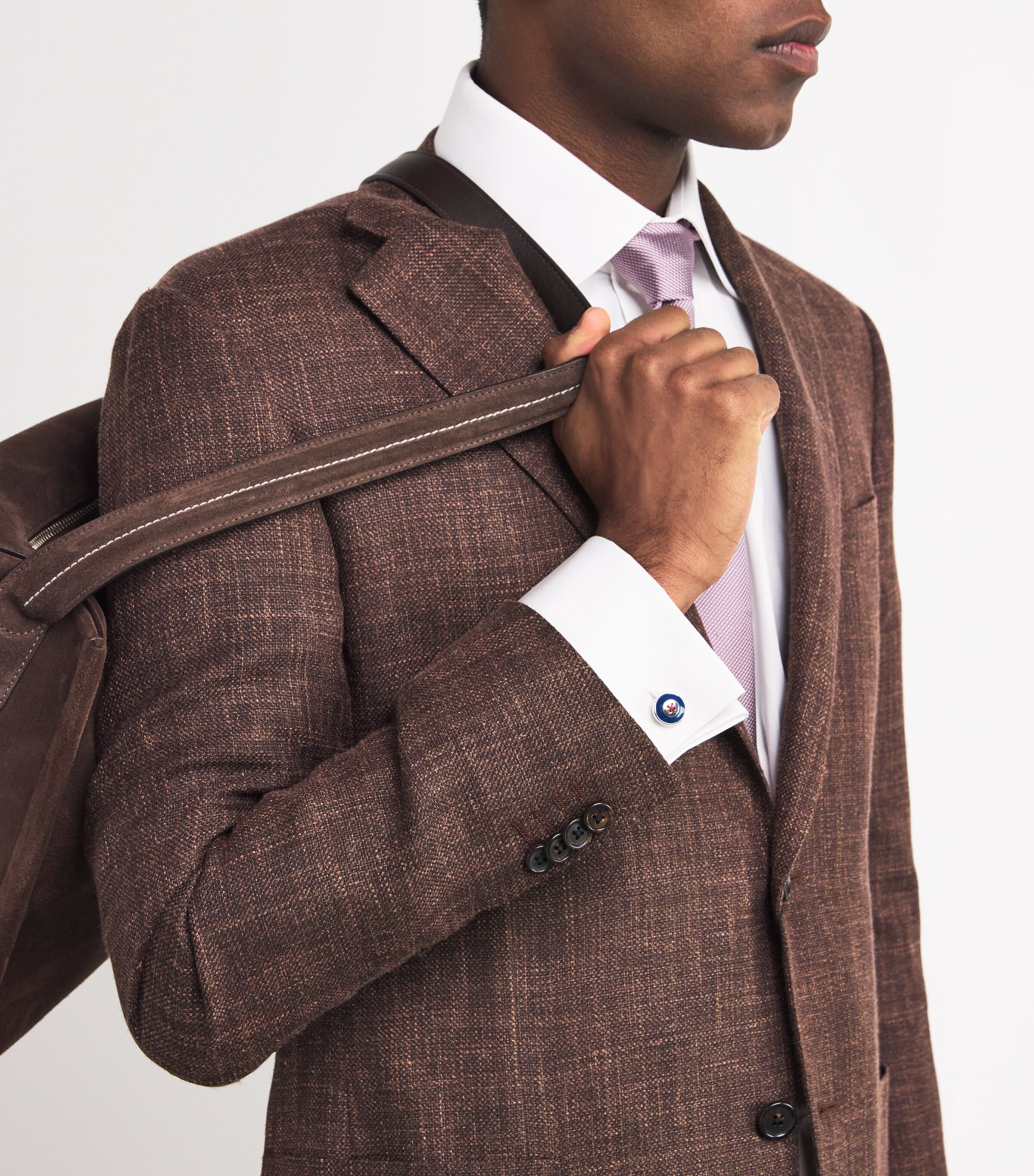 Babette Wasserman Enamel Thread-Detail Round Cufflinks Blue Image 5