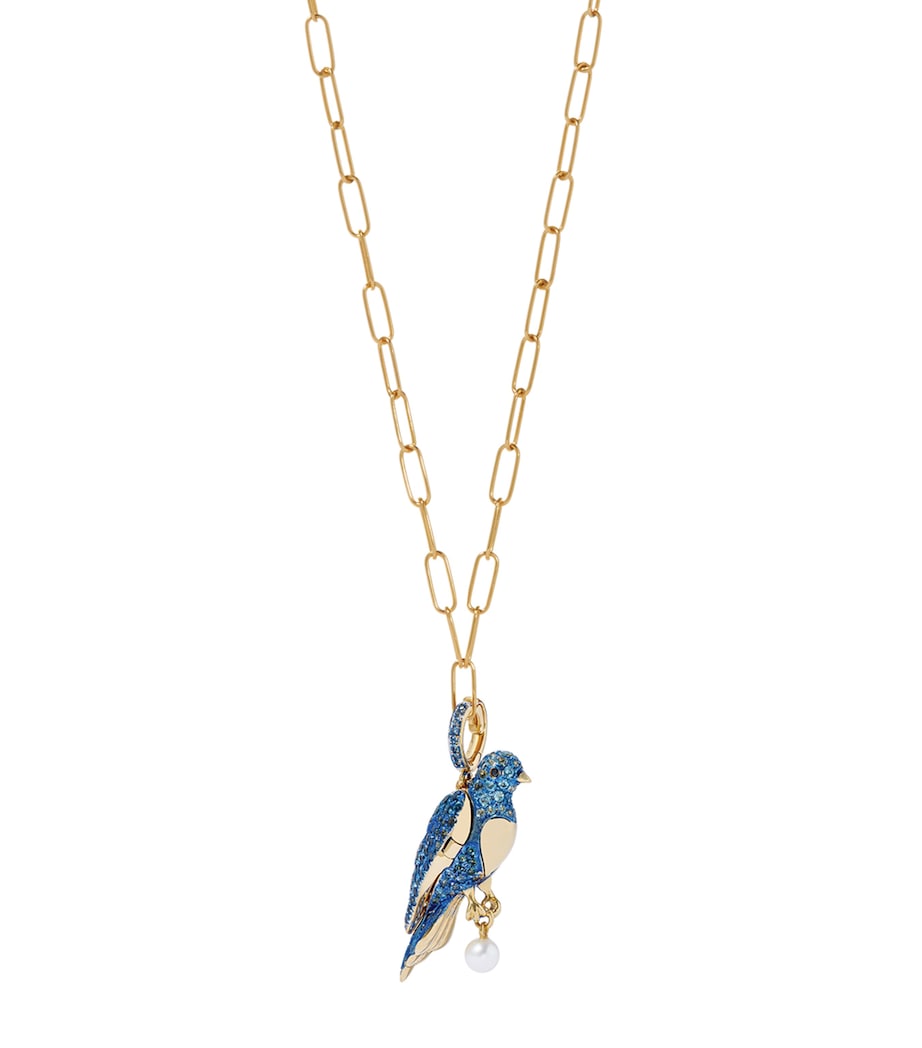 Yellow Gold, Diamond, Topaz and Sapphire Bluebird Locket Charm YELLOW GOLD Image 2