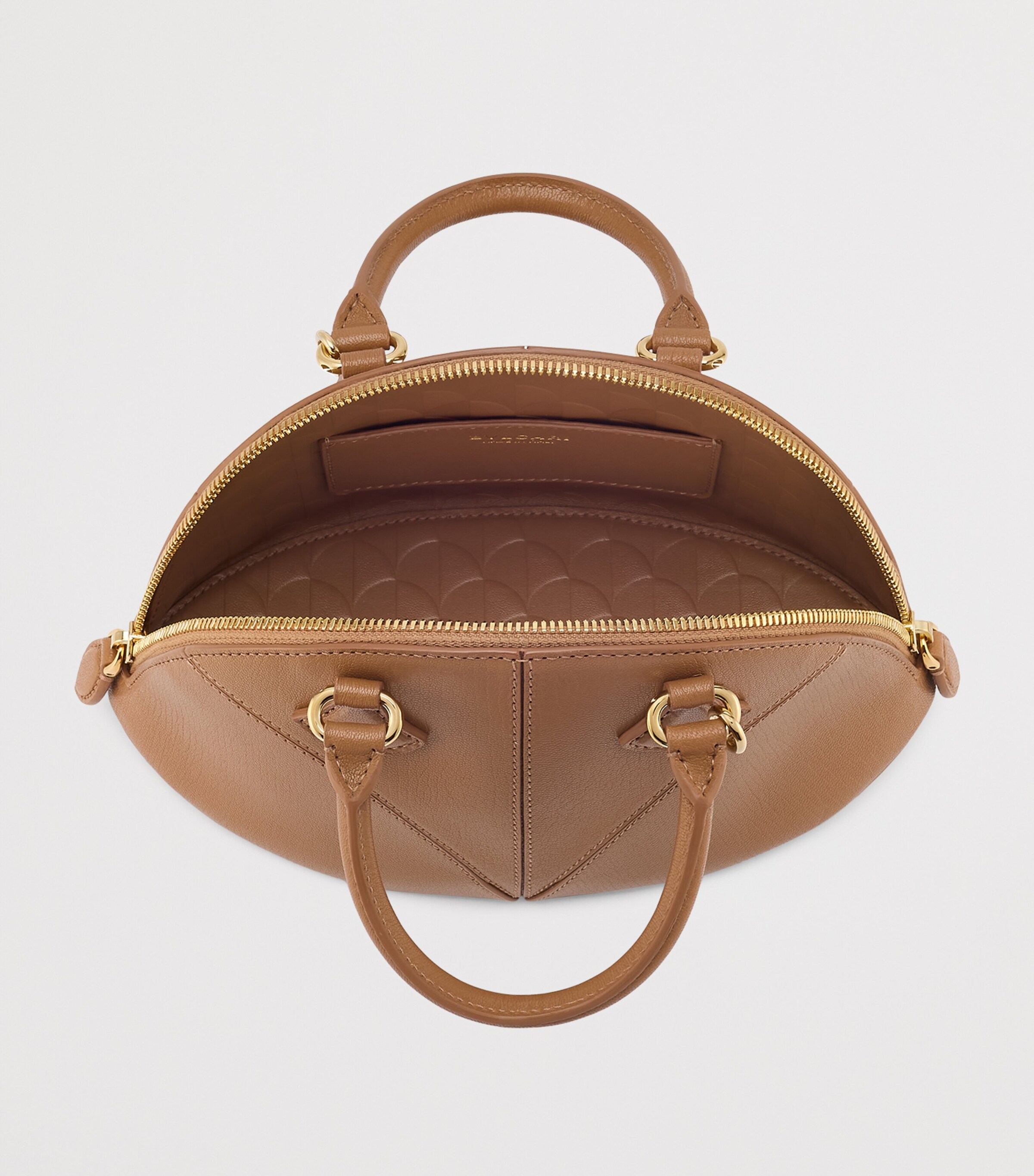 Small Leather Marquise Top-Handle Bag BROWN Image 6
