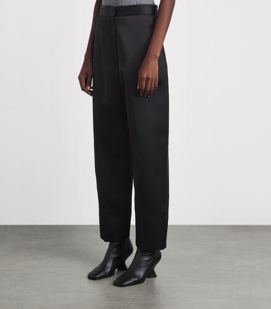 Source Unknown Womens Satin Wide-Leg Tuxedo Trousers Black Image 4