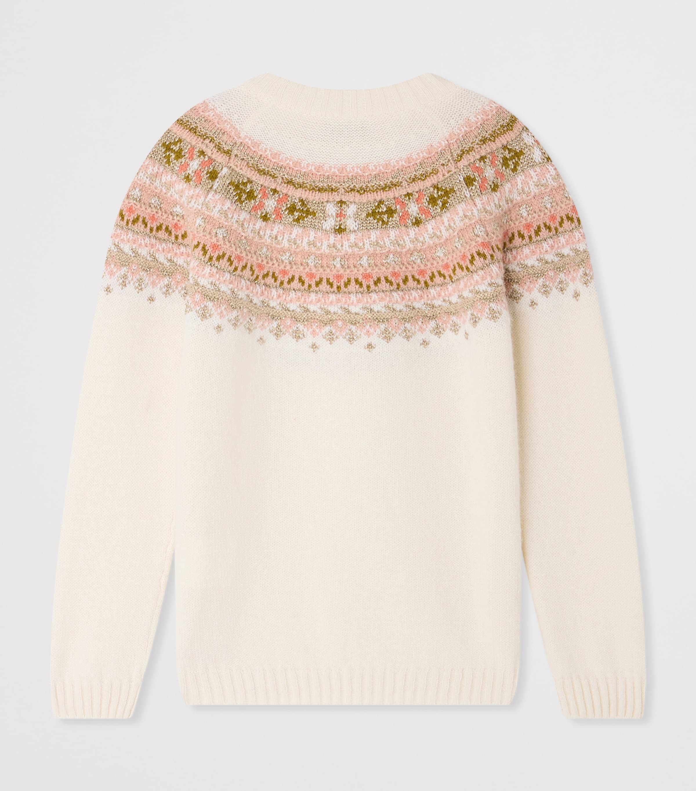 Bonpoint Wool-Blend Jacquard Sweater (4-8 Years) Blanc Naturel Image 2