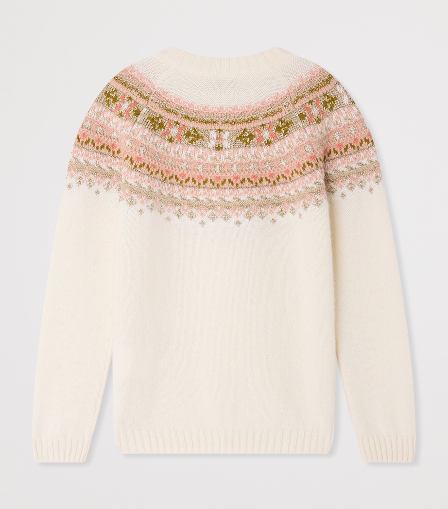 Bonpoint Wool-Blend Jacquard Sweater (4-8 Years) Blanc Naturel Image 2