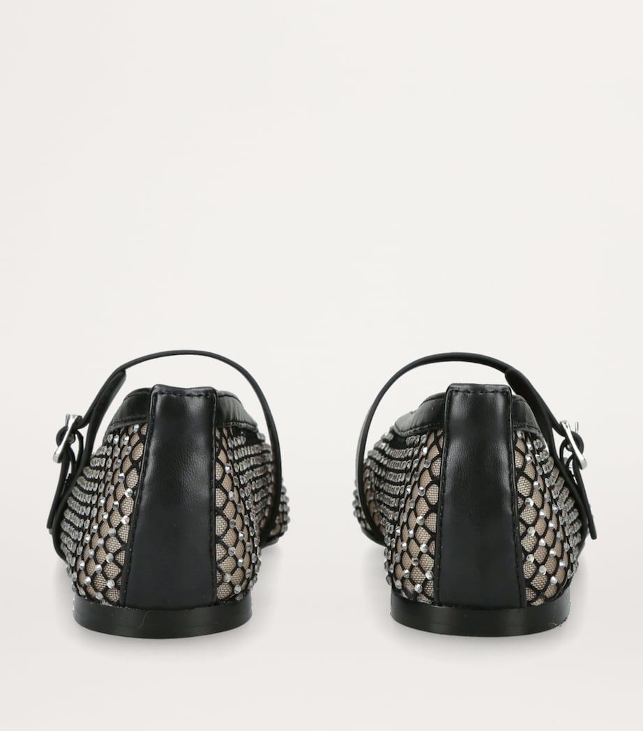Crystal-Embellished Mesh Rejoice-MR Flats BLACK Image 2