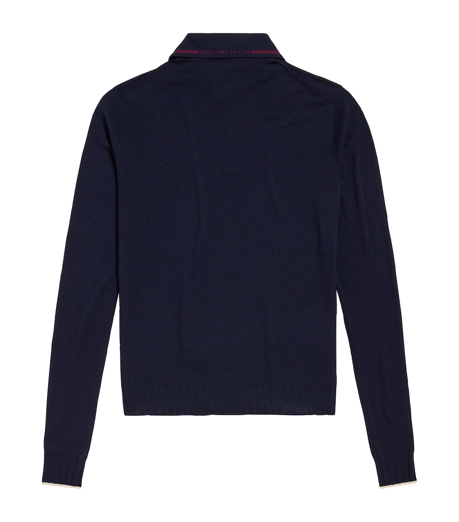 Balenciaga Mens Wool Long-Sleeve Polo Shirt Image 2