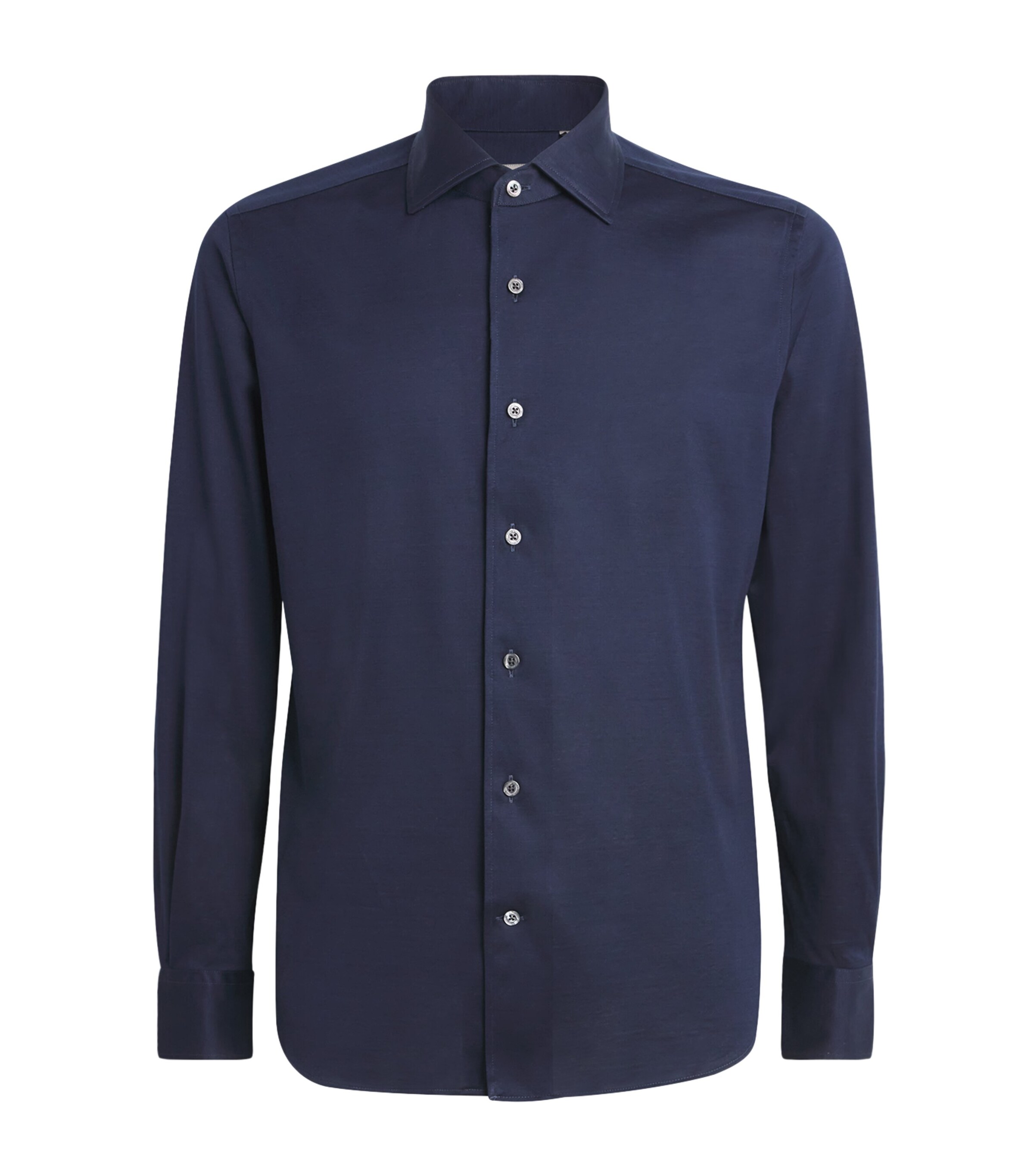 Corneliani Mens Cotton Jersey Shirt Navy Blue Image 1