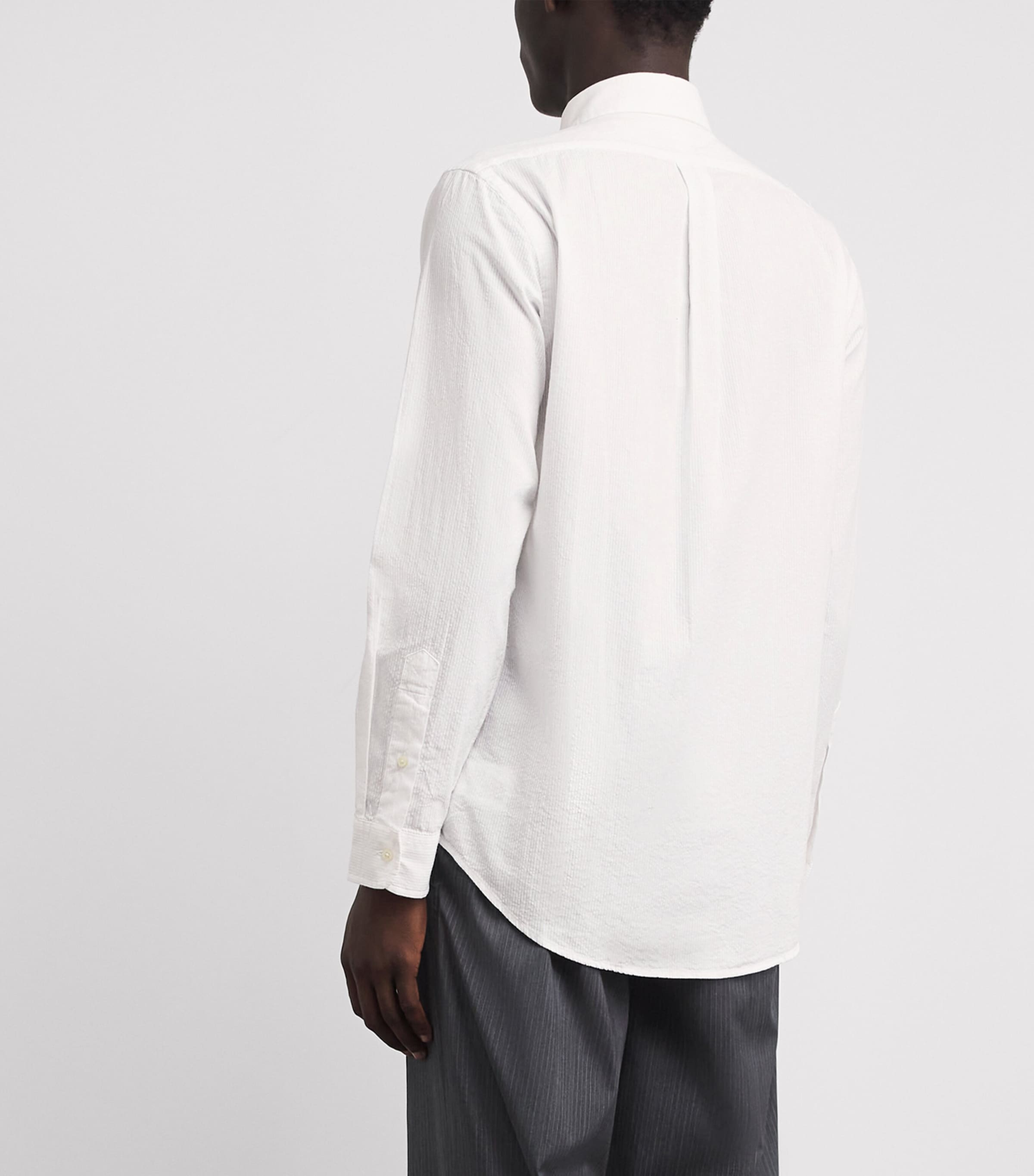 Polo Ralph Lauren Mens Cotton Seersucker Custom Fit Shirt White Image 5