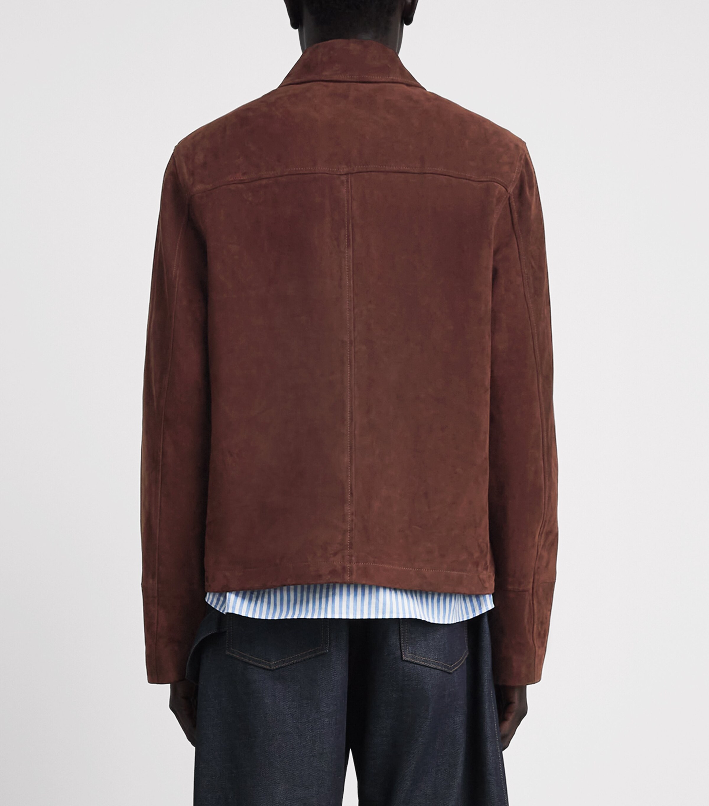Drôle De Monsieur Mens Suede Zip-Up Jacket Brown Image 5