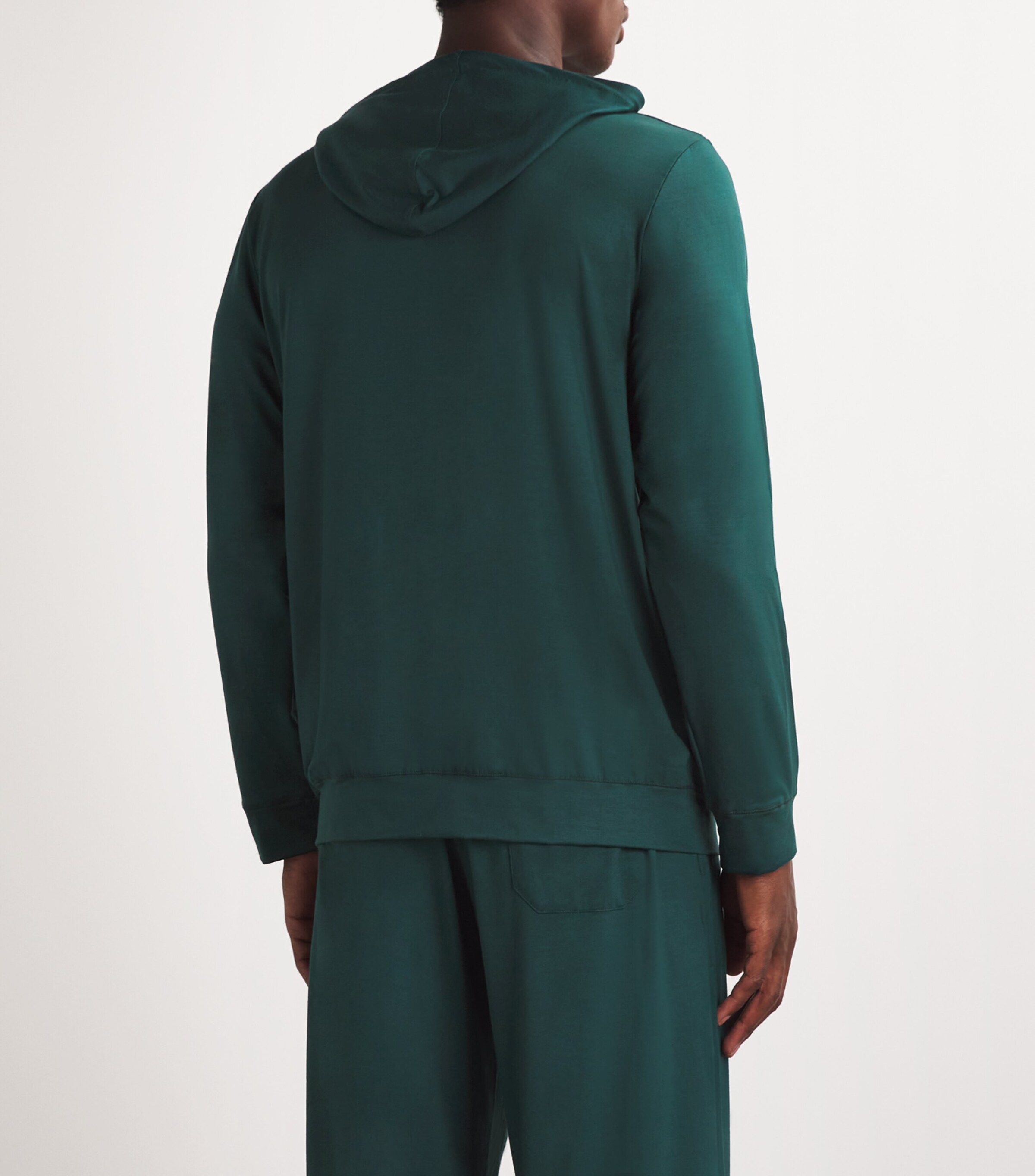 Derek Rose Mens Micro Modal Zipped Hoodie Green Image 4