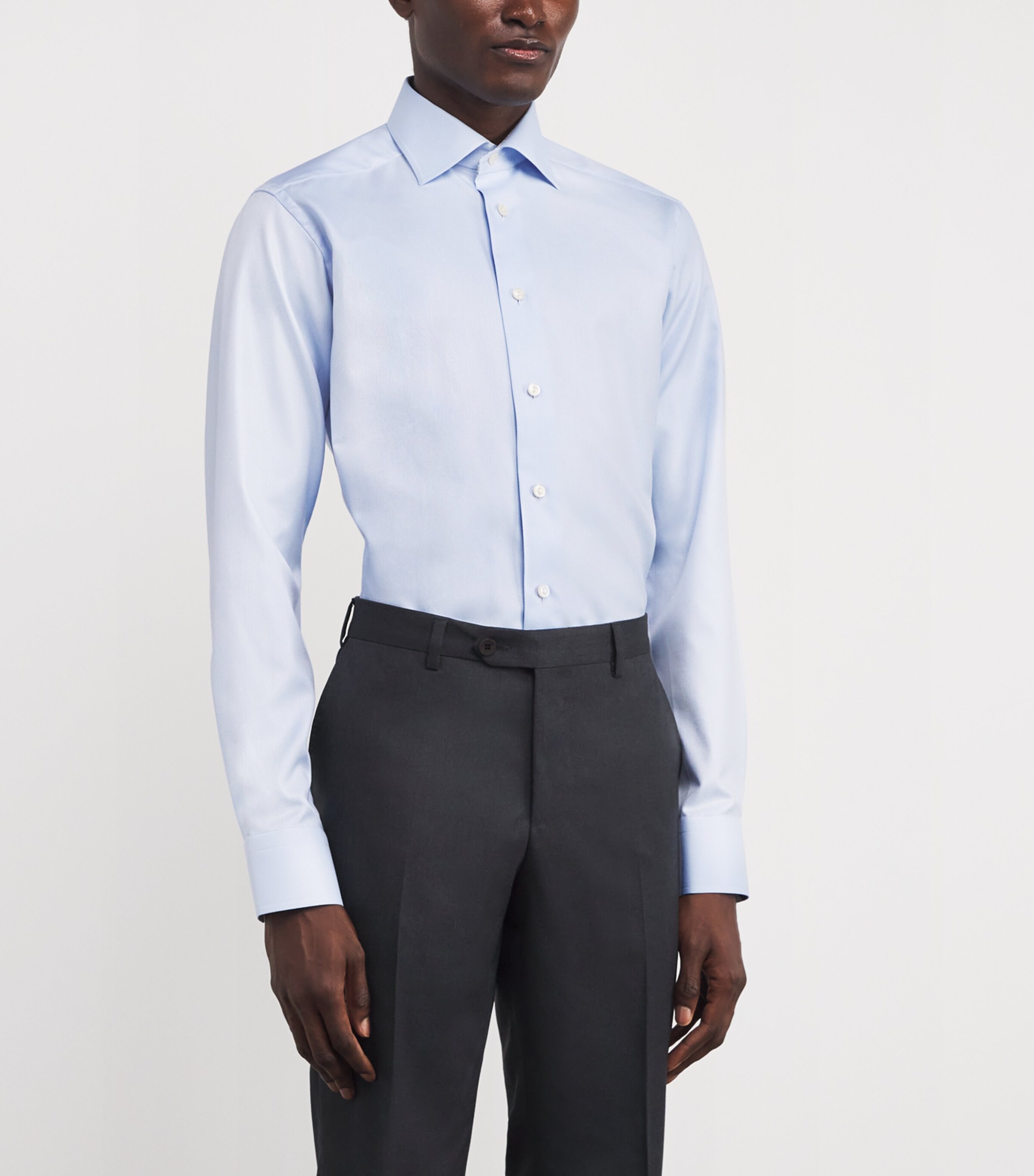 Eton Mens Cotton Twill Dress Shirt Light Blue Image 3