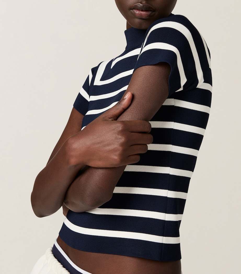 Stripe Short-Sleeve Sweater F0761 Image 6