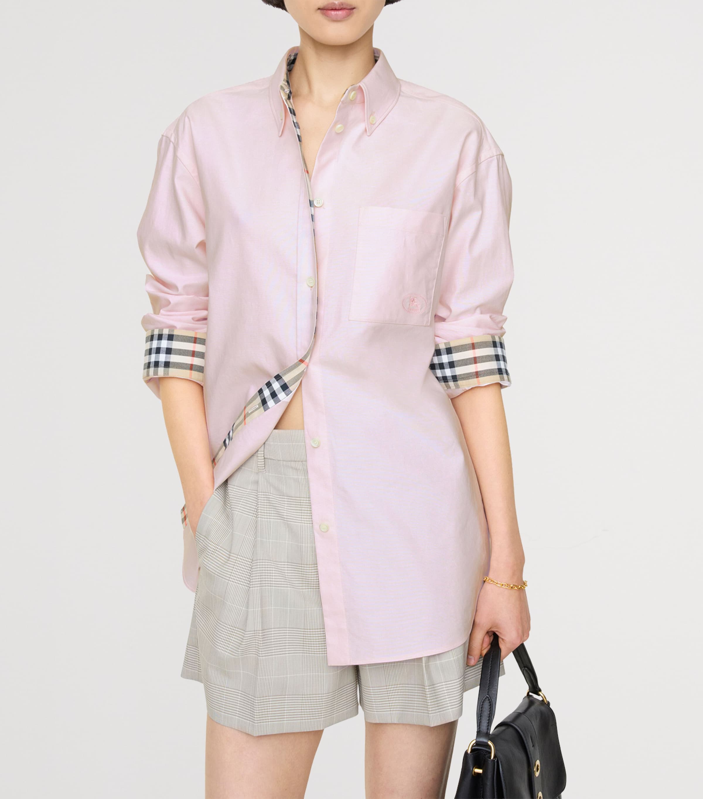 Burberry Womens Cotton EKD Oxford Shirt Frosty Pink Image 2