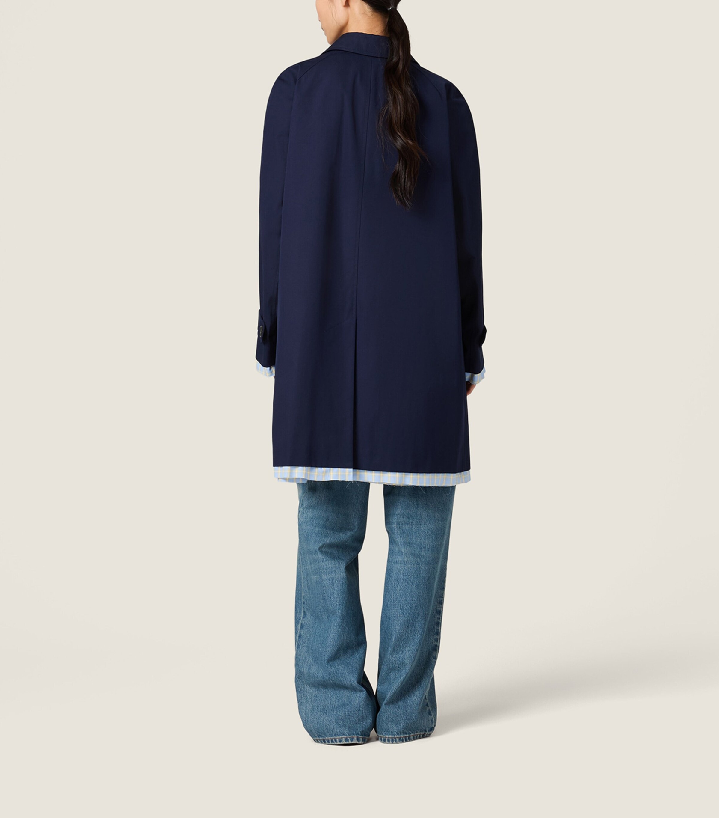Miu Miu Womens Cotton Poplin Coat Blue Image 3
