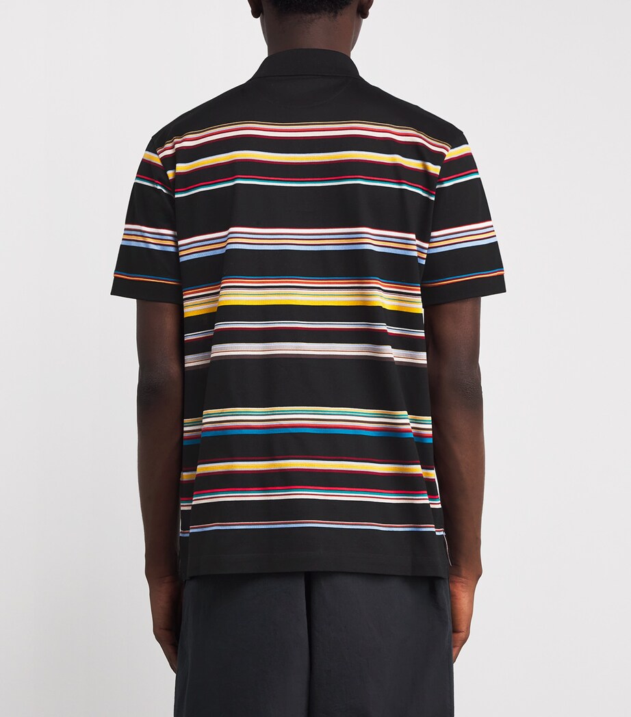 Cotton Signature Stripe Polo Shirt 79_BLACK Image 4