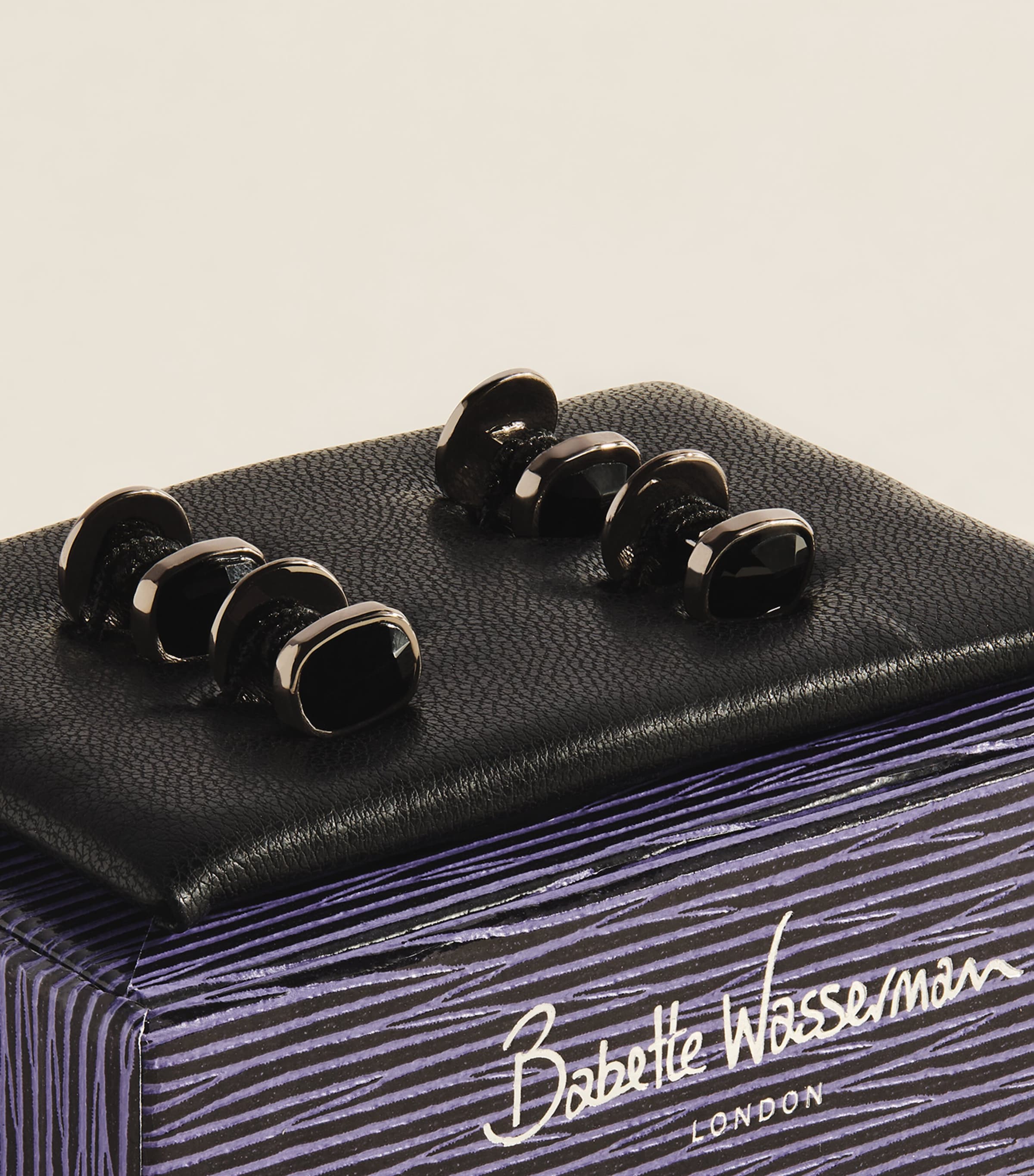 Babette Wasserman Black Rhodium-Plated Swarovski Crystal Cufflinks Black Image 3