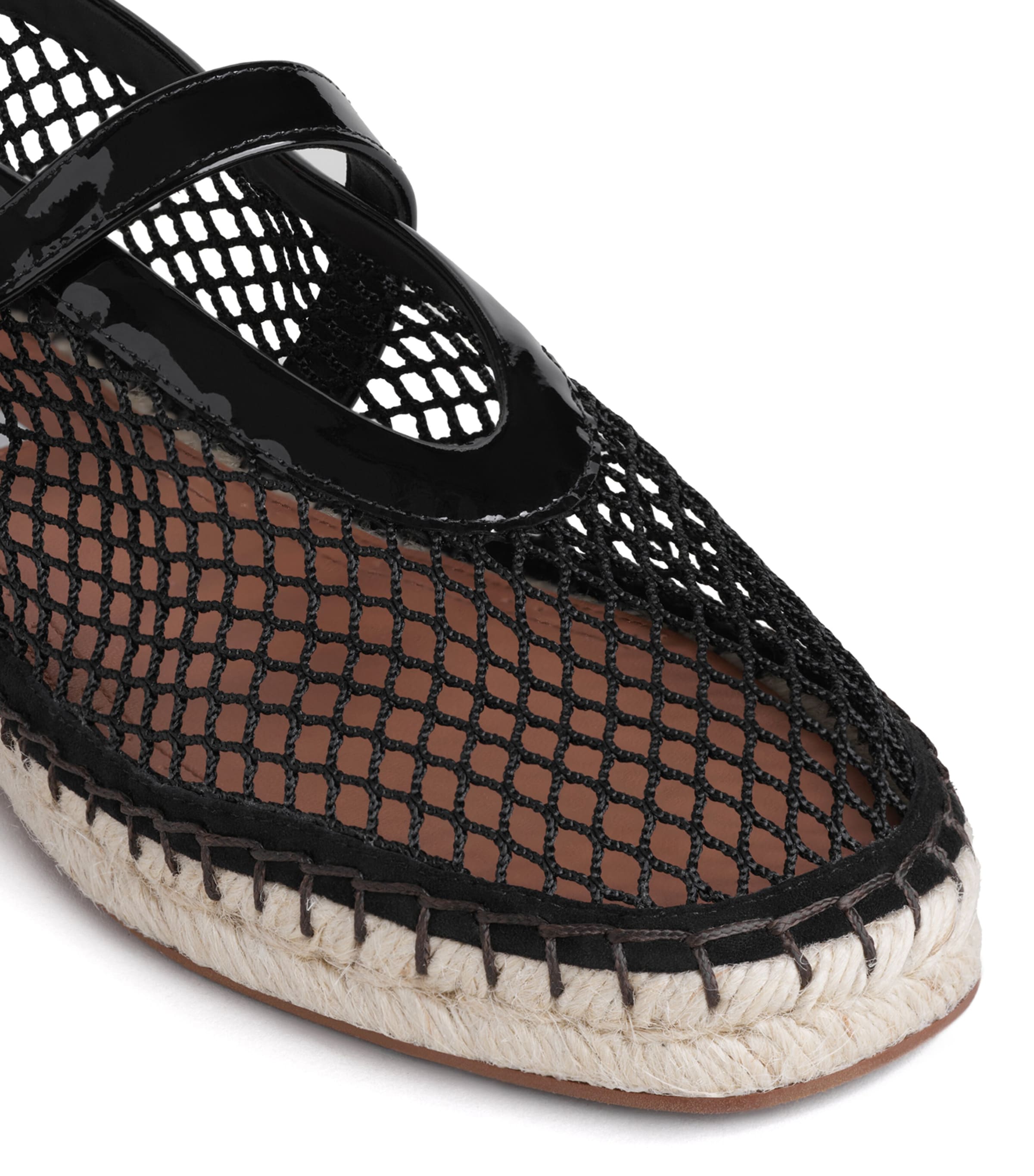 Alaïa Mesh-Leather Espadrille Ballet Flats Black Image 4