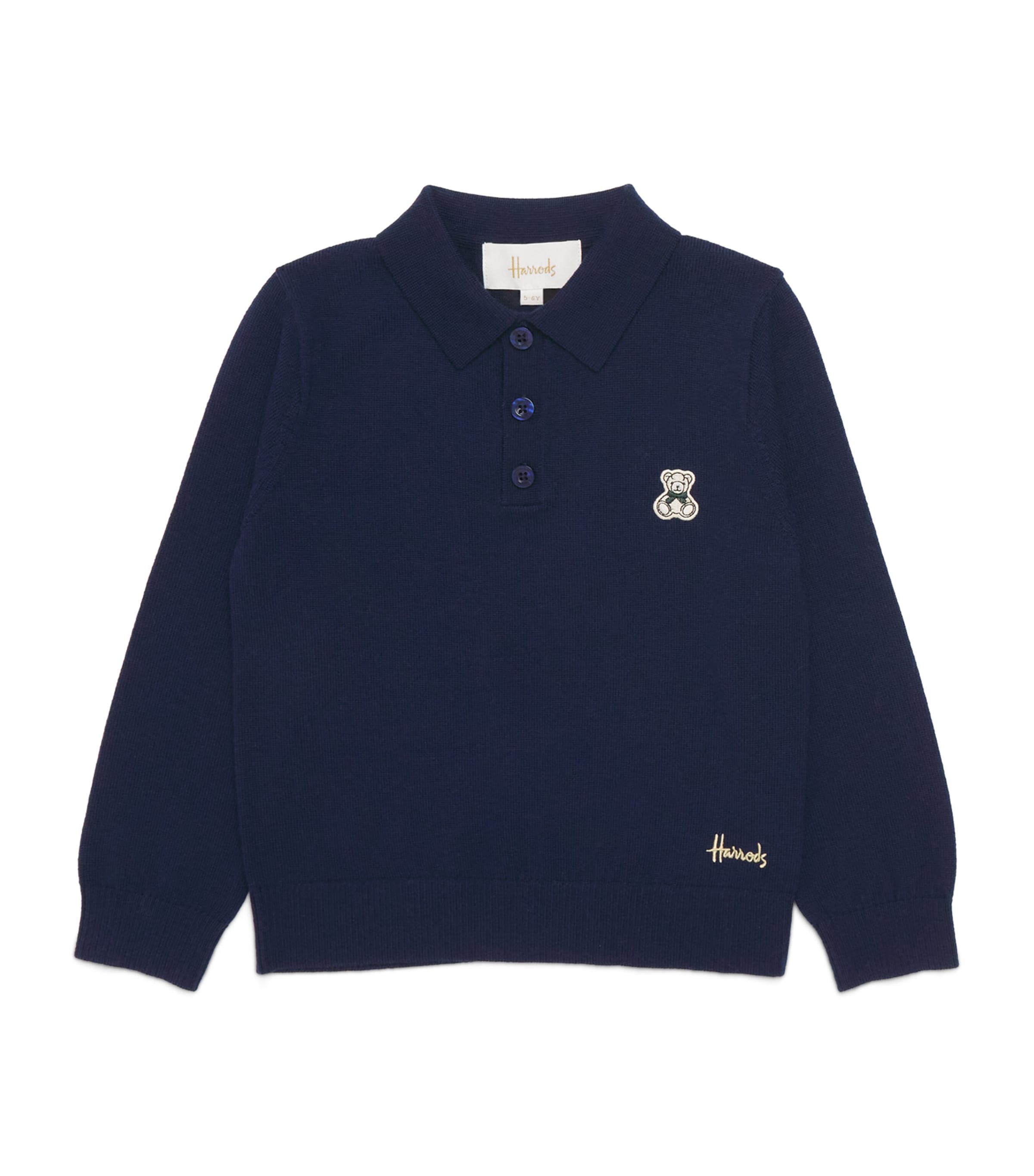 Harrods Henry Bear Polo Sweater (2-8 Years) Navy Image 1